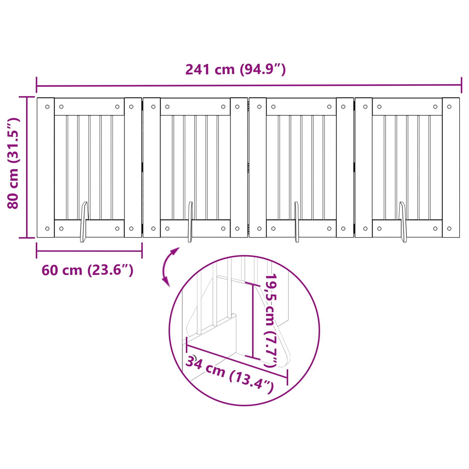 Vrata za pse s postoljem 4 pcs Dimljeni hrast 60 x 80 cm