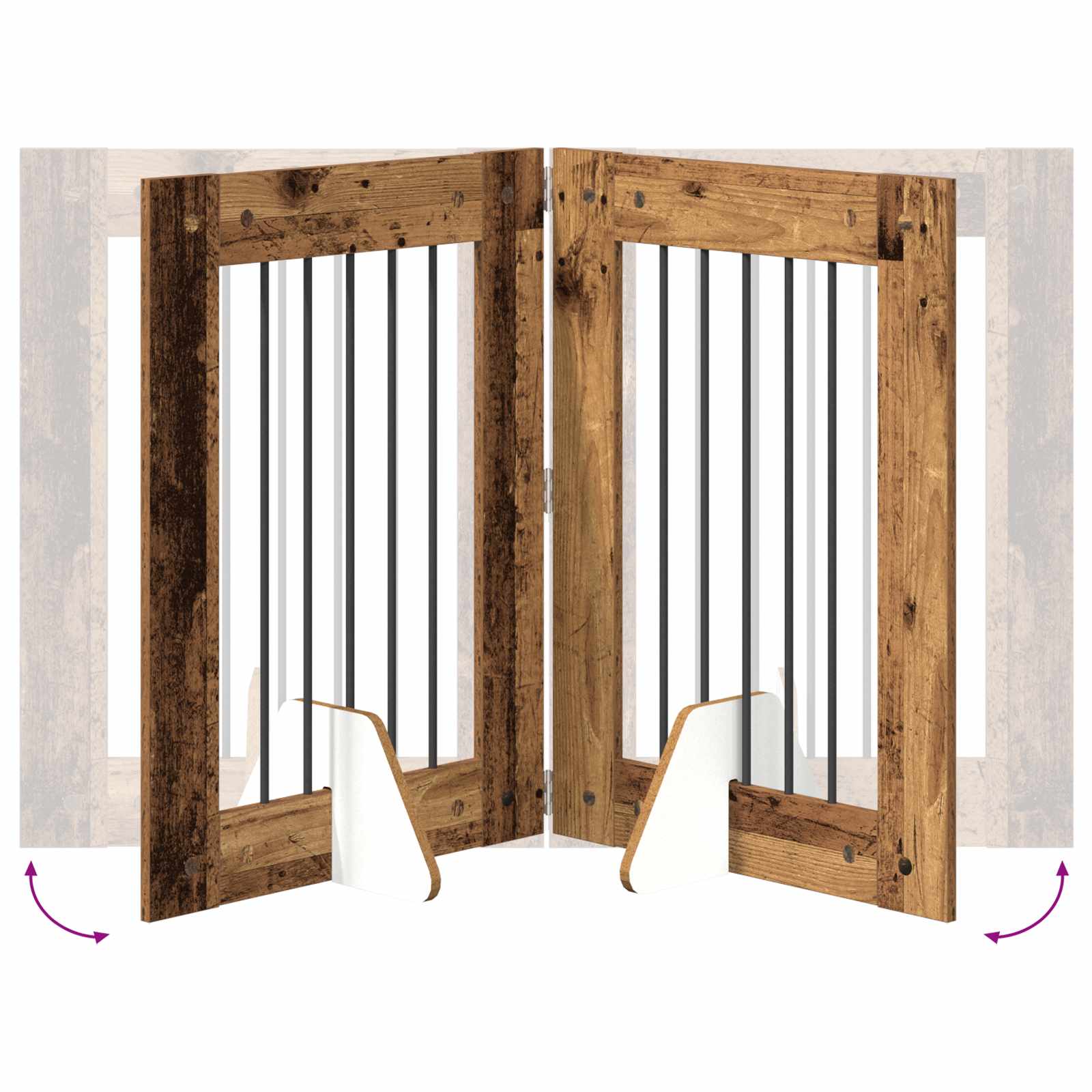 Vrata za pse s postoljem 4 pcs Staro drvo 60 x 80 cm