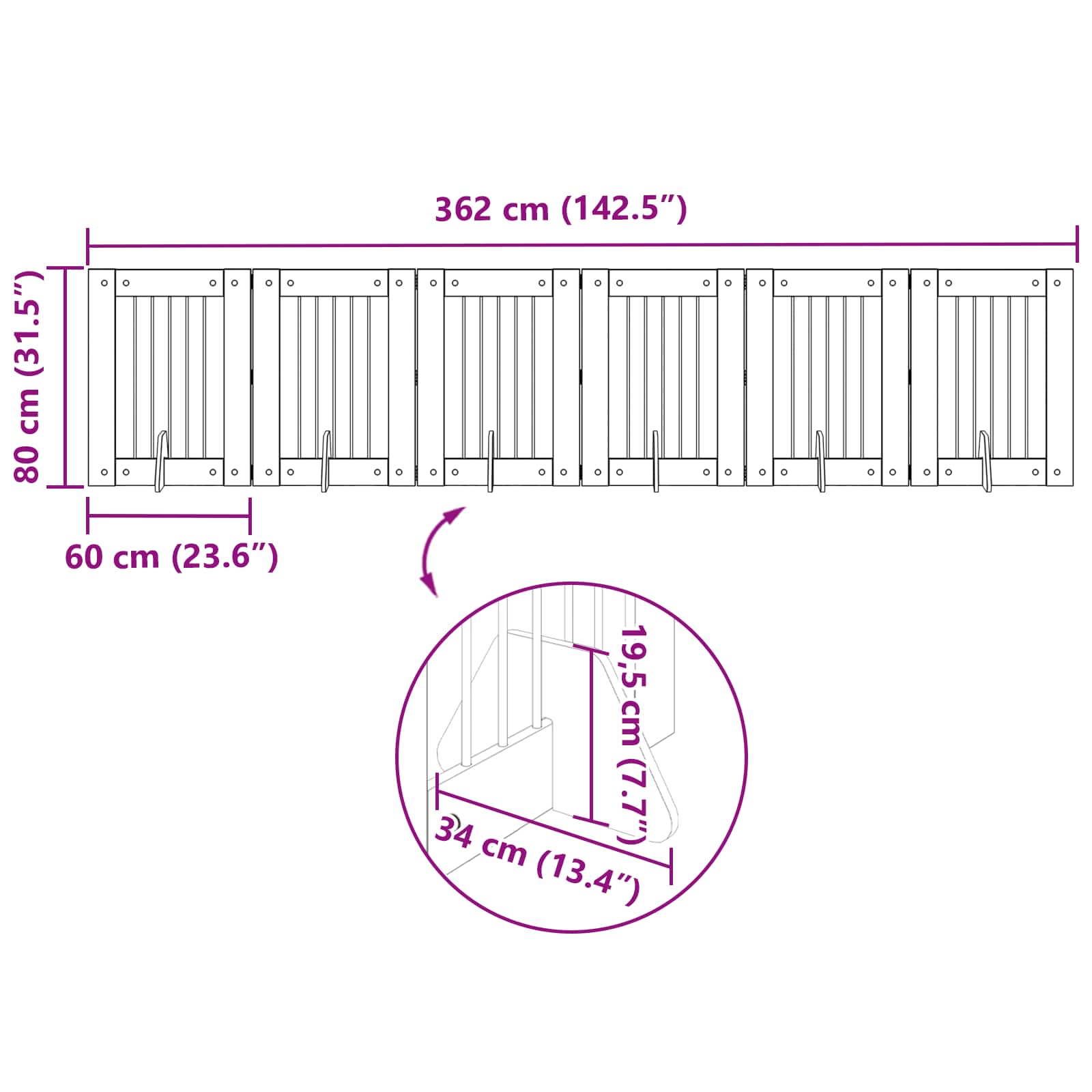 Vrata za pse s postoljem 6 pcs Crni hrast 60 x 80 cm