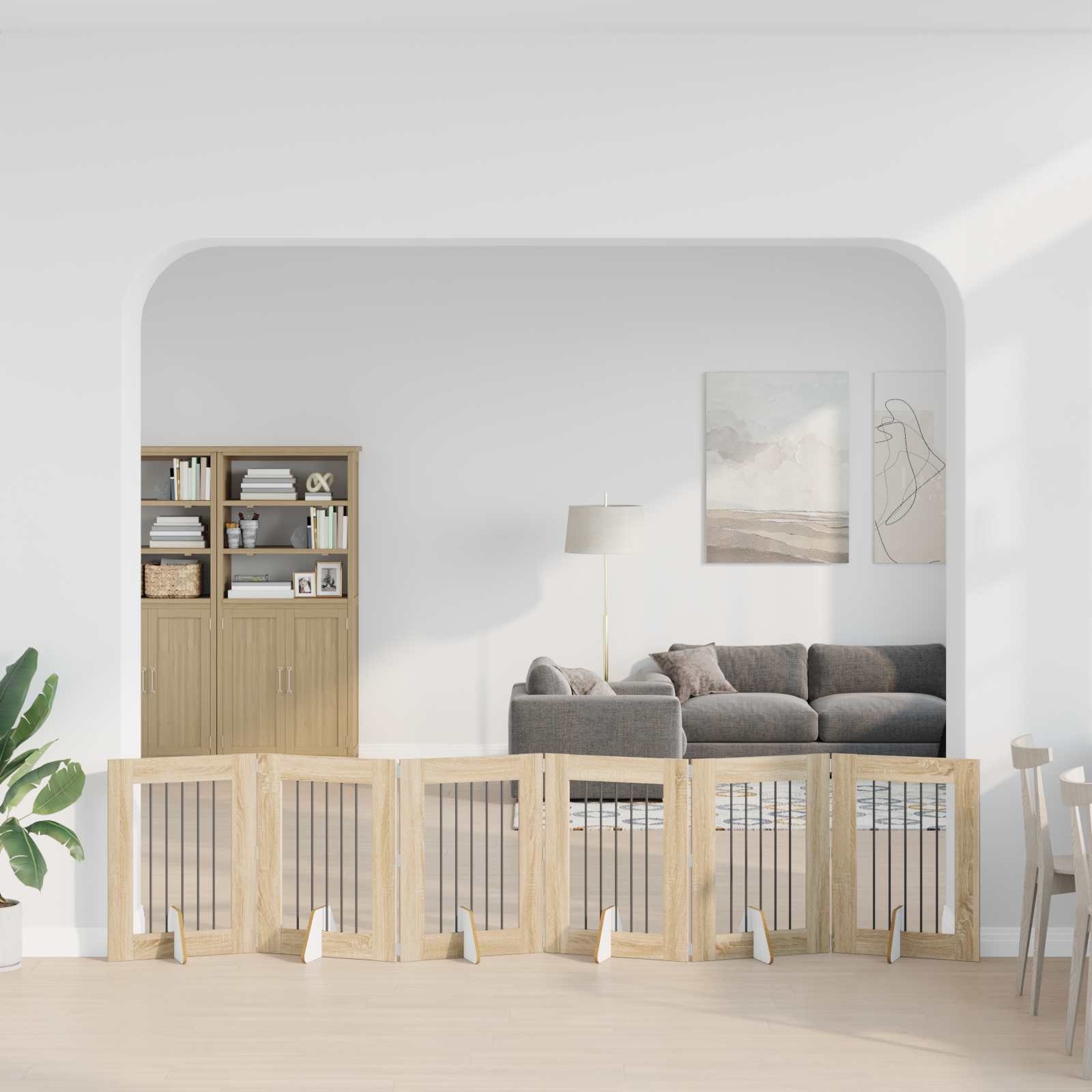 Vrata za pse s postoljem 6 pcs Hrast sonoma 60 x 80 cm