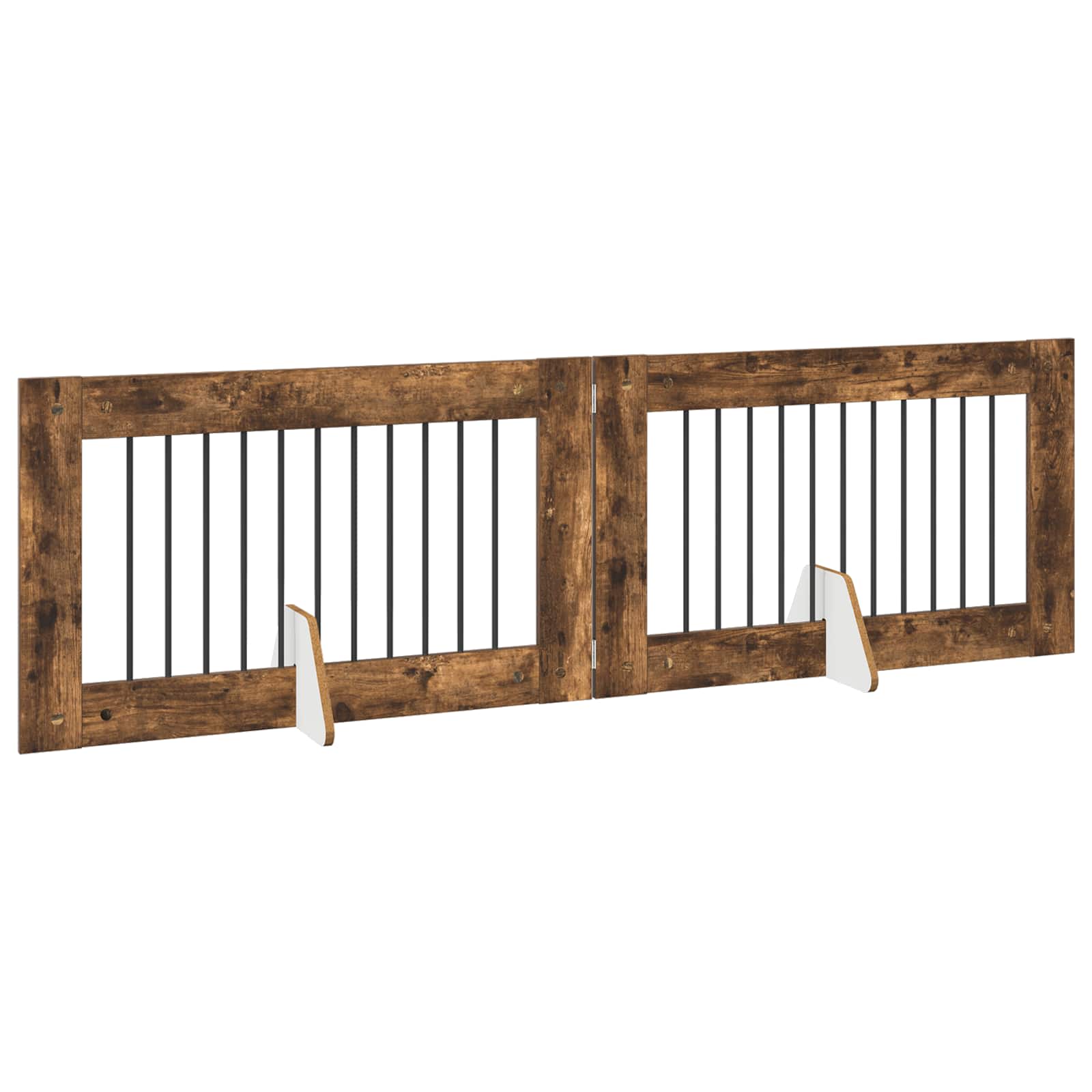 Vrata za pse s postoljem 2 pcs Dimljeni hrast 100 x 60 cm