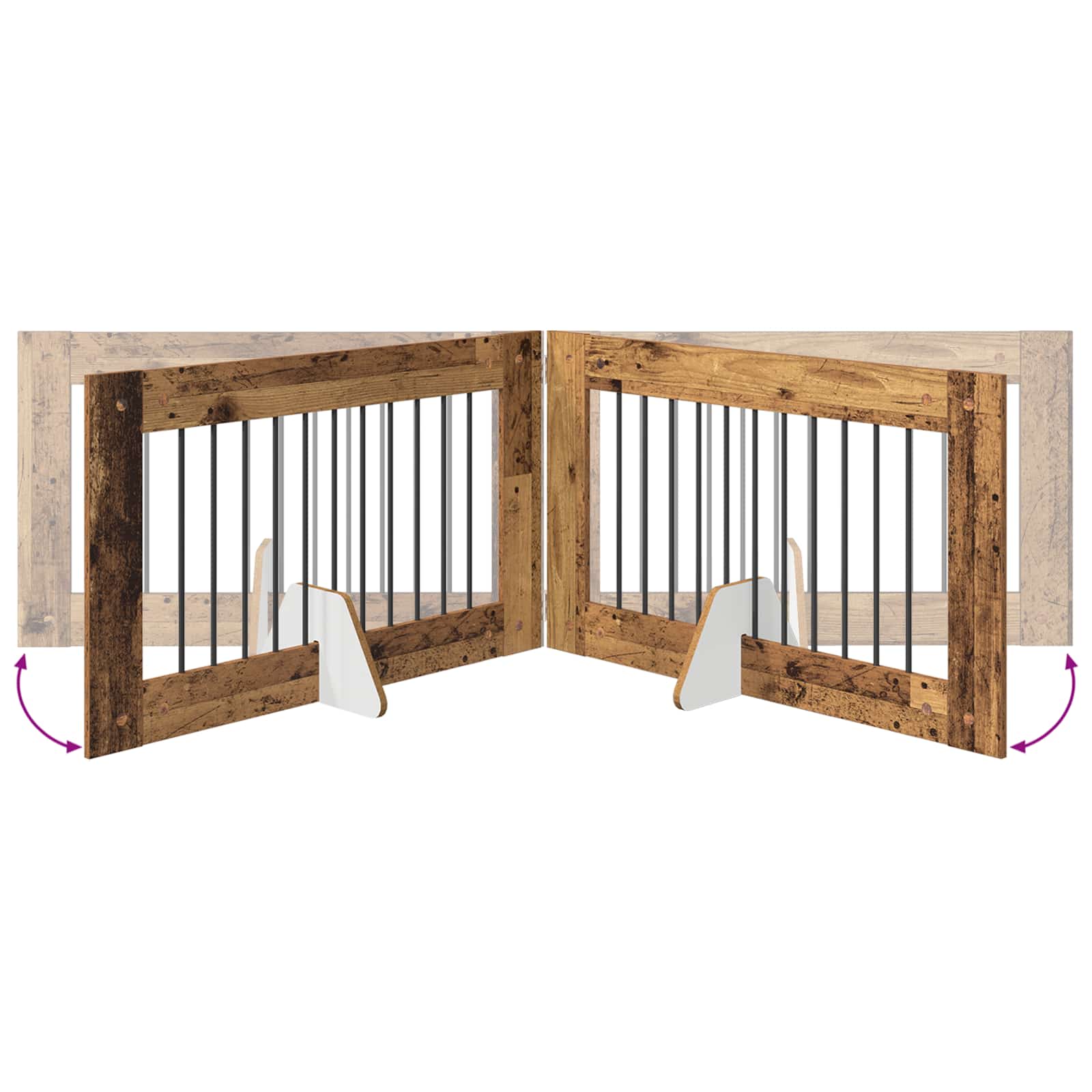 Vrata za pse s postoljem 2 pcs Staro drvo 100 x 60 cm