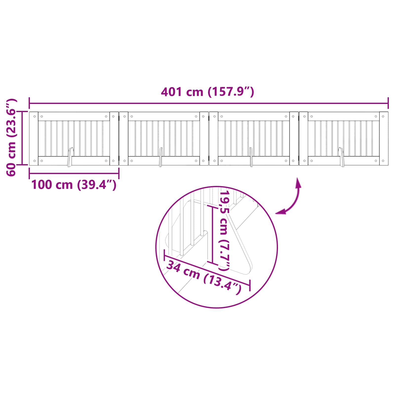 Vrata za pse s postoljem 4 pcs Hrast artisan 100 x 60 cm
