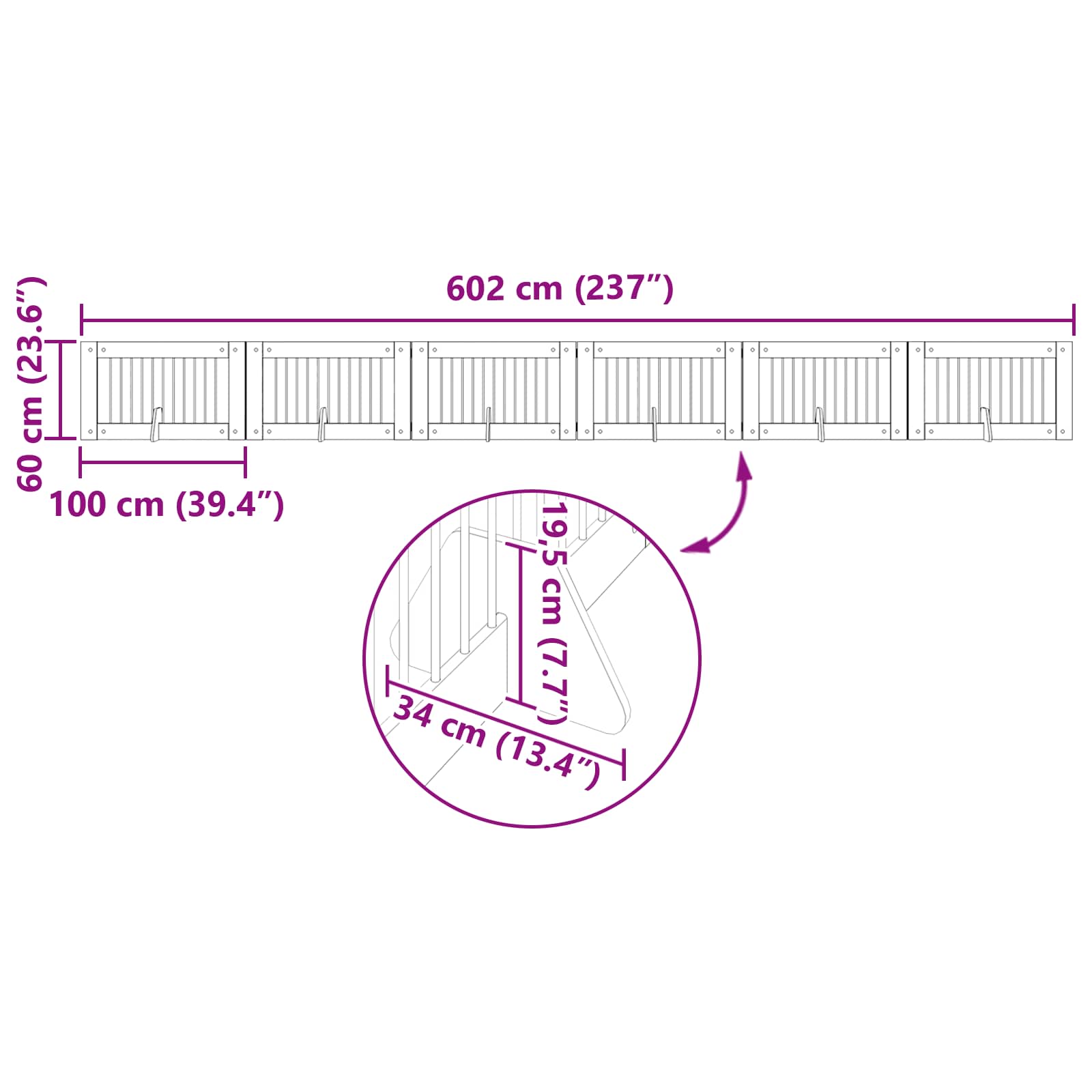 Vrata za pse s postoljem 6 pcs Siva sonoma 100 x 60 cm