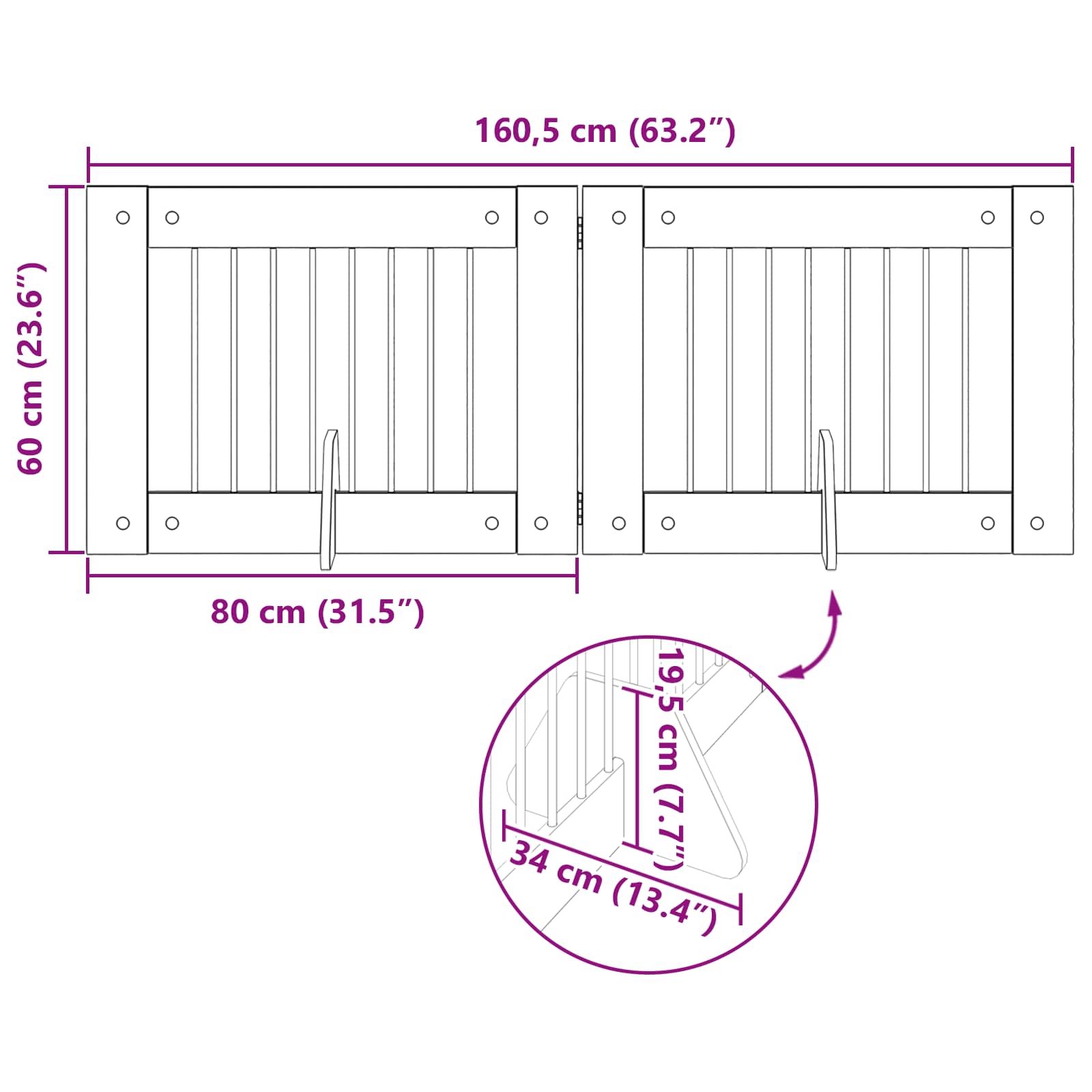 Vrata za pse s postoljem 2 pcs Hrast sonoma 80 x 60 cm