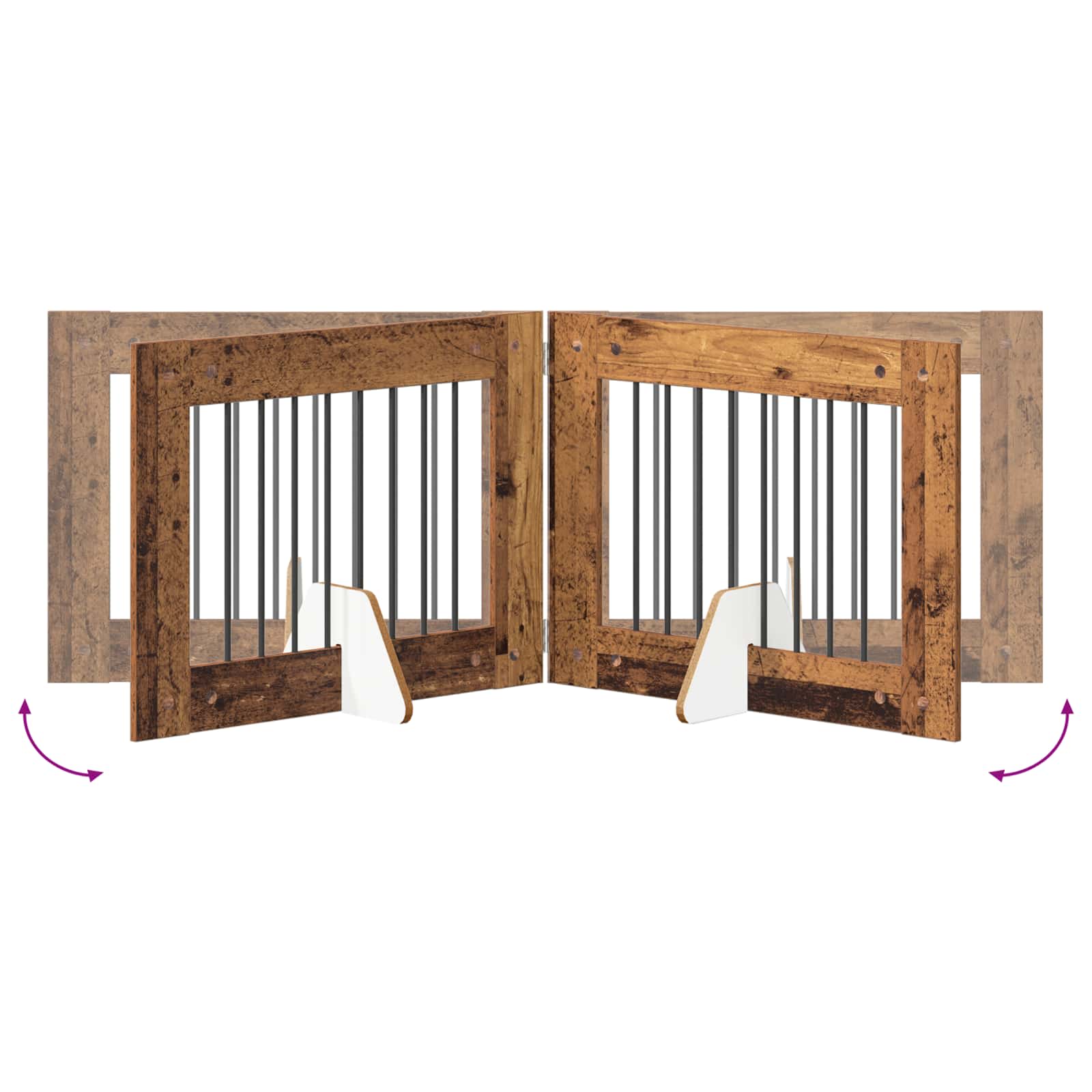 Vrata za pse s postoljem 2 pcs Staro drvo 80 x 60 cm