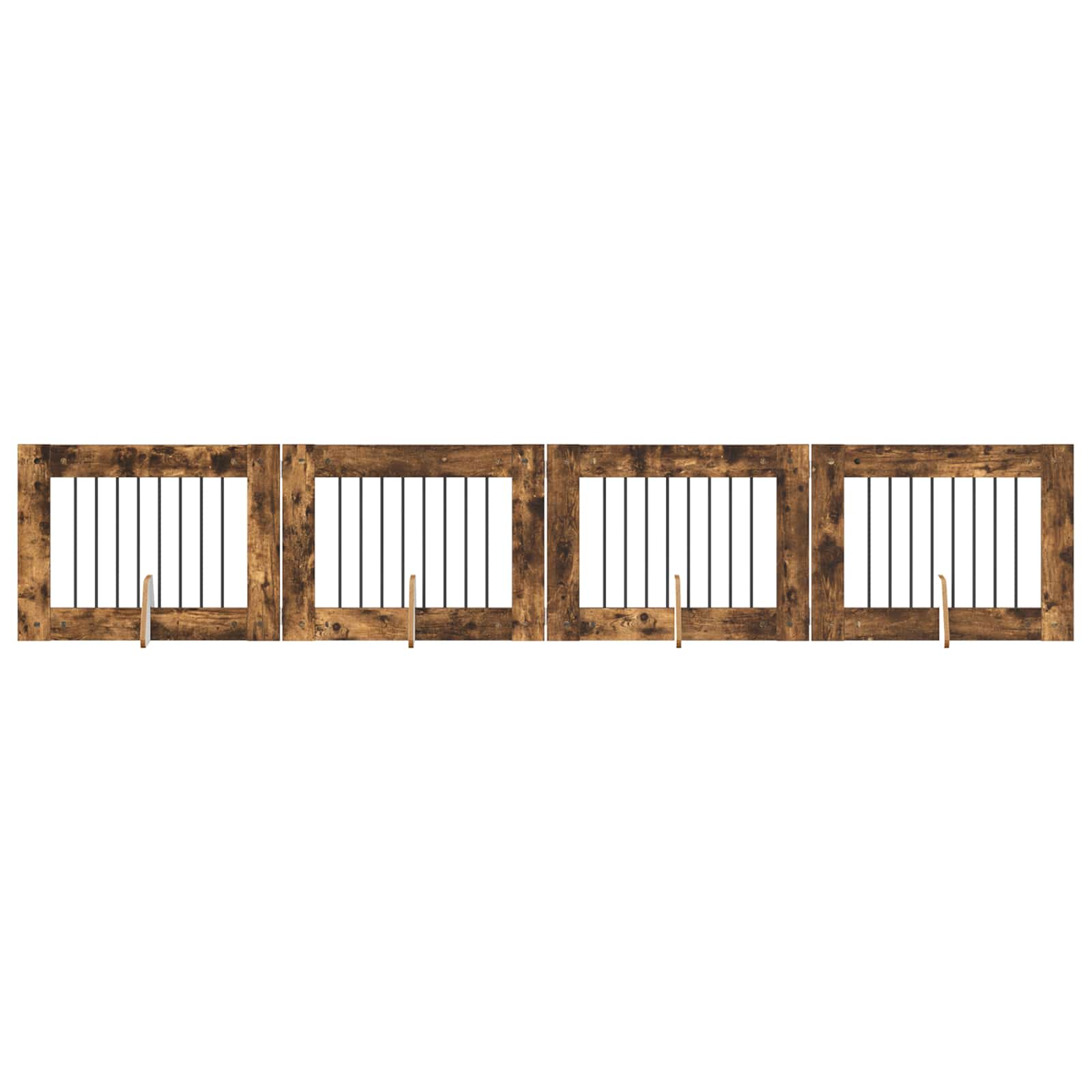 Vrata za pse s postoljem 4 pcs Dimljeni hrast 80 x 60 cm