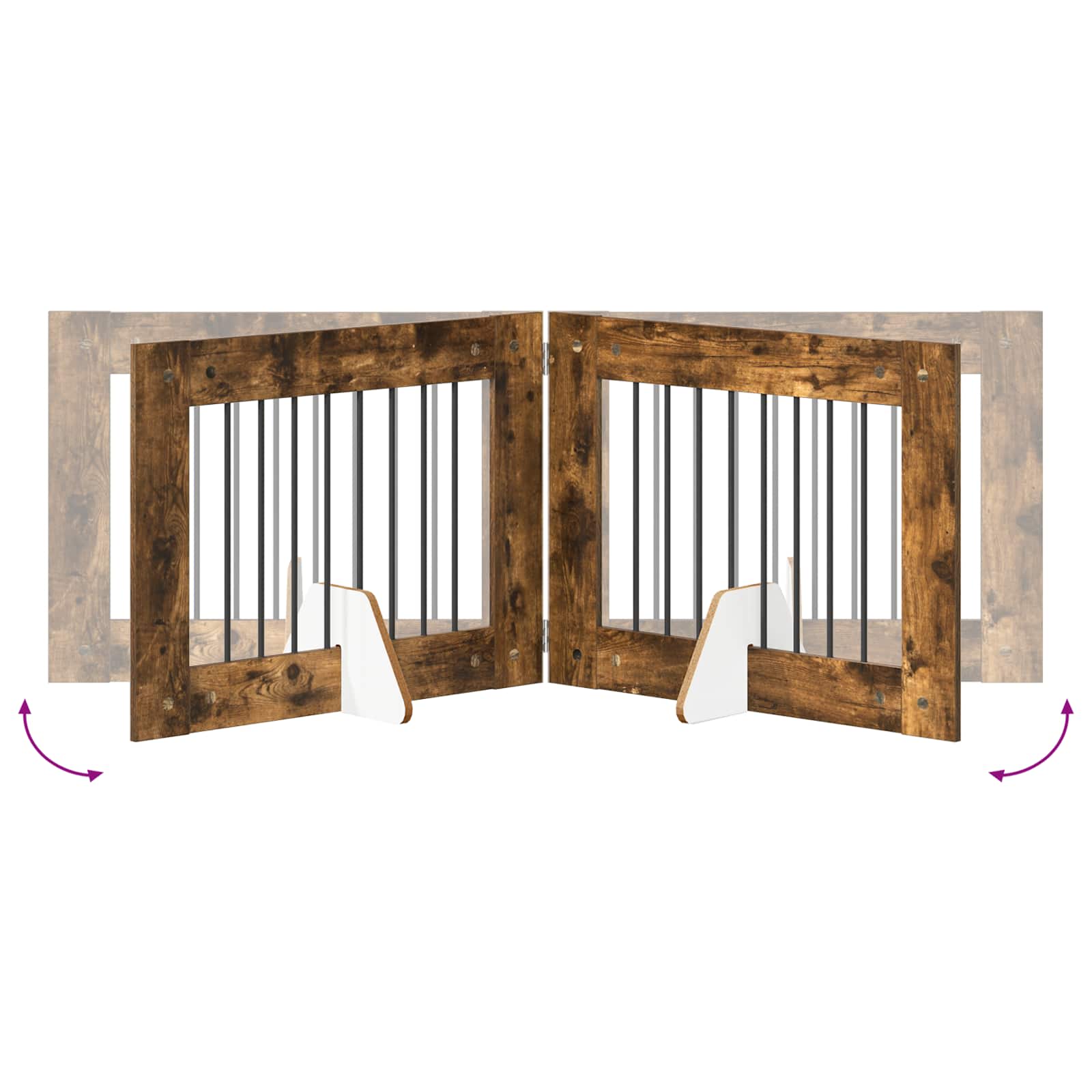 Vrata za pse s postoljem 4 pcs Dimljeni hrast 80 x 60 cm