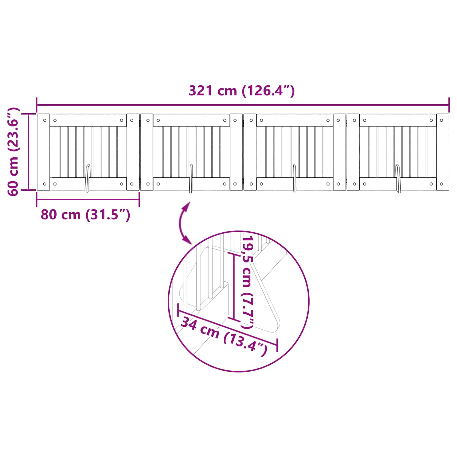 Vrata za pse s postoljem 4 pcs Siva sonoma 80 x 60 cm