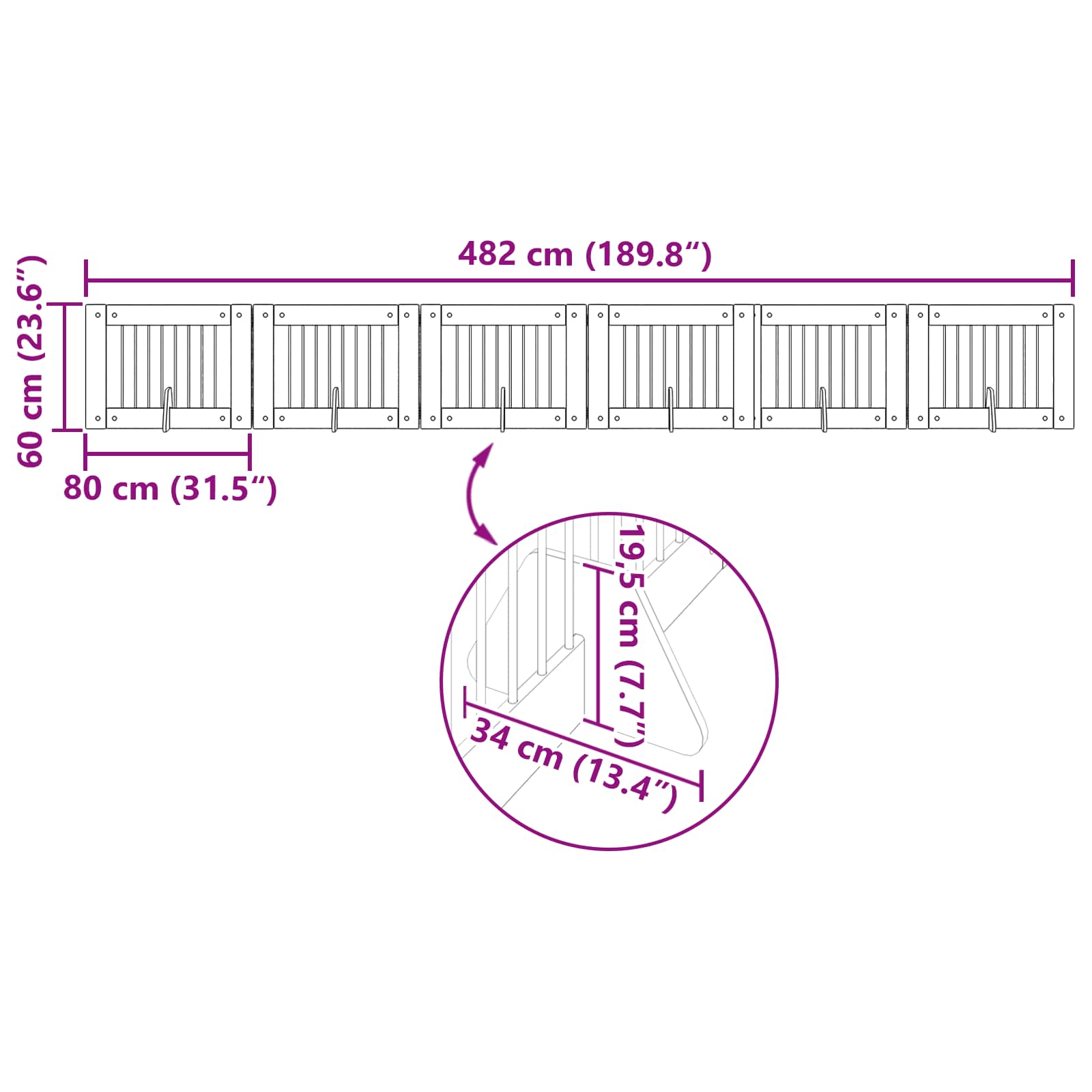 Vrata za pse s postoljem 6 pcs Dimljeni hrast 80 x 60 cm