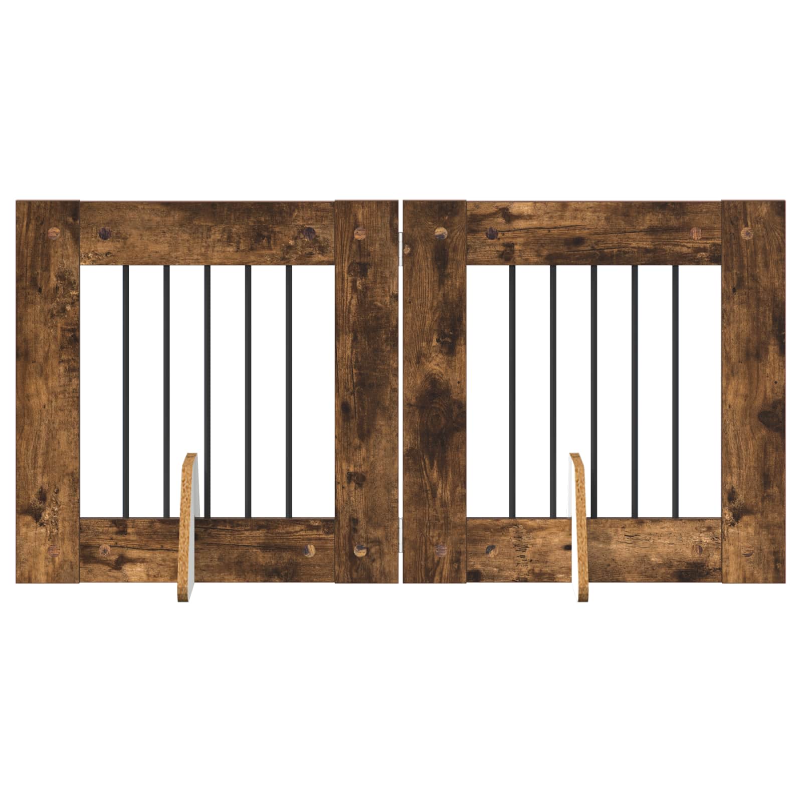 Vrata za pse s postoljem 2 pcs Dimljeni hrast 60 x 60 cm