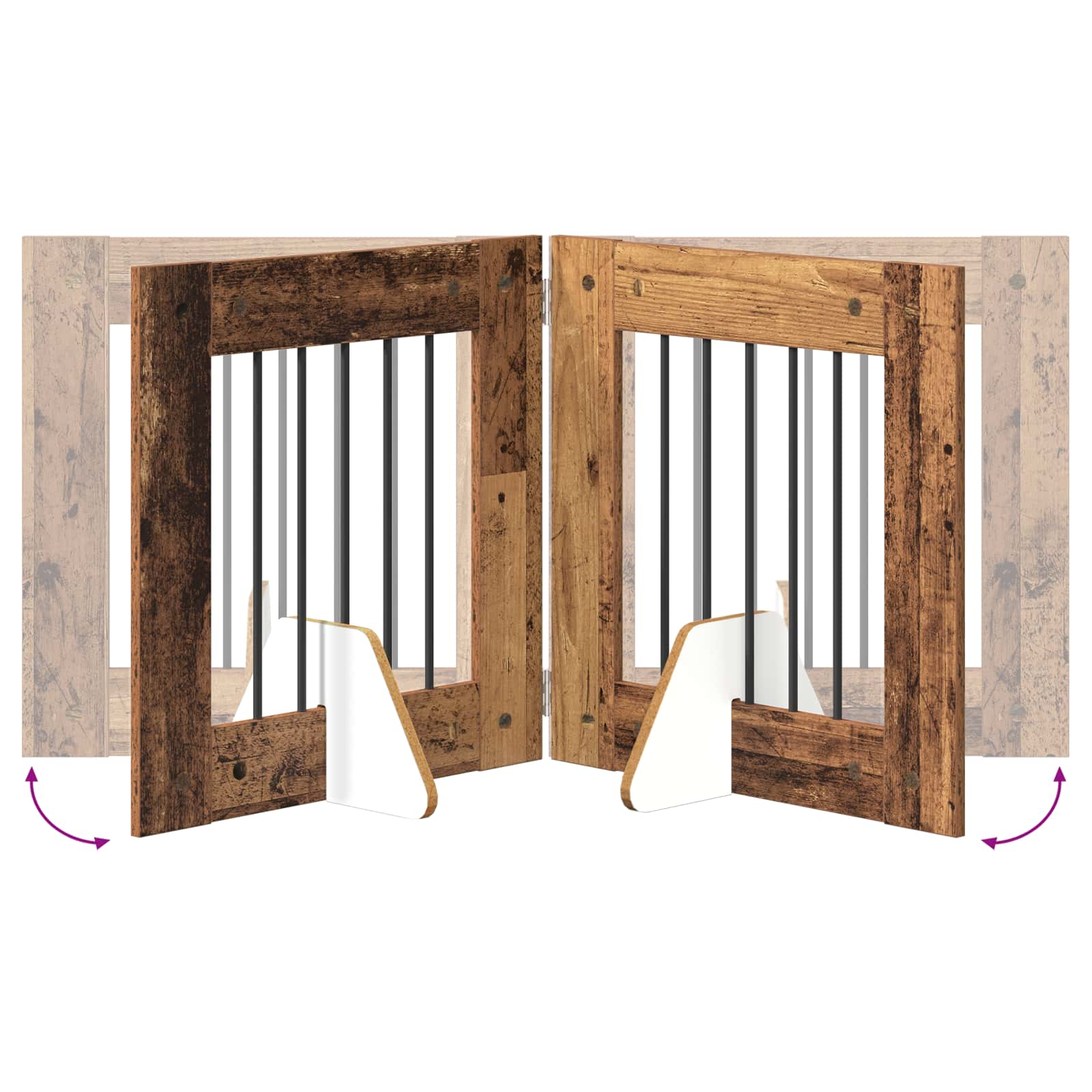 Vrata za pse s postoljem 2 pcs Staro drvo 60 x 60 cm