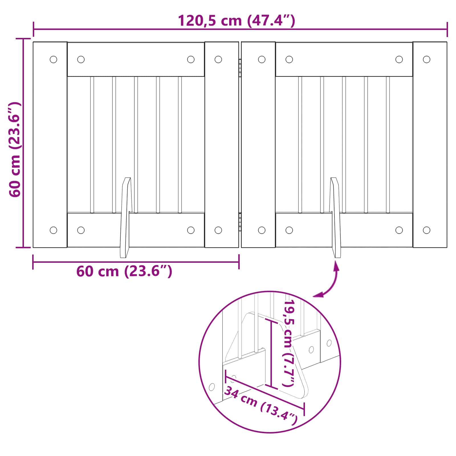Vrata za pse s postoljem 2 pcs Staro drvo 60 x 60 cm