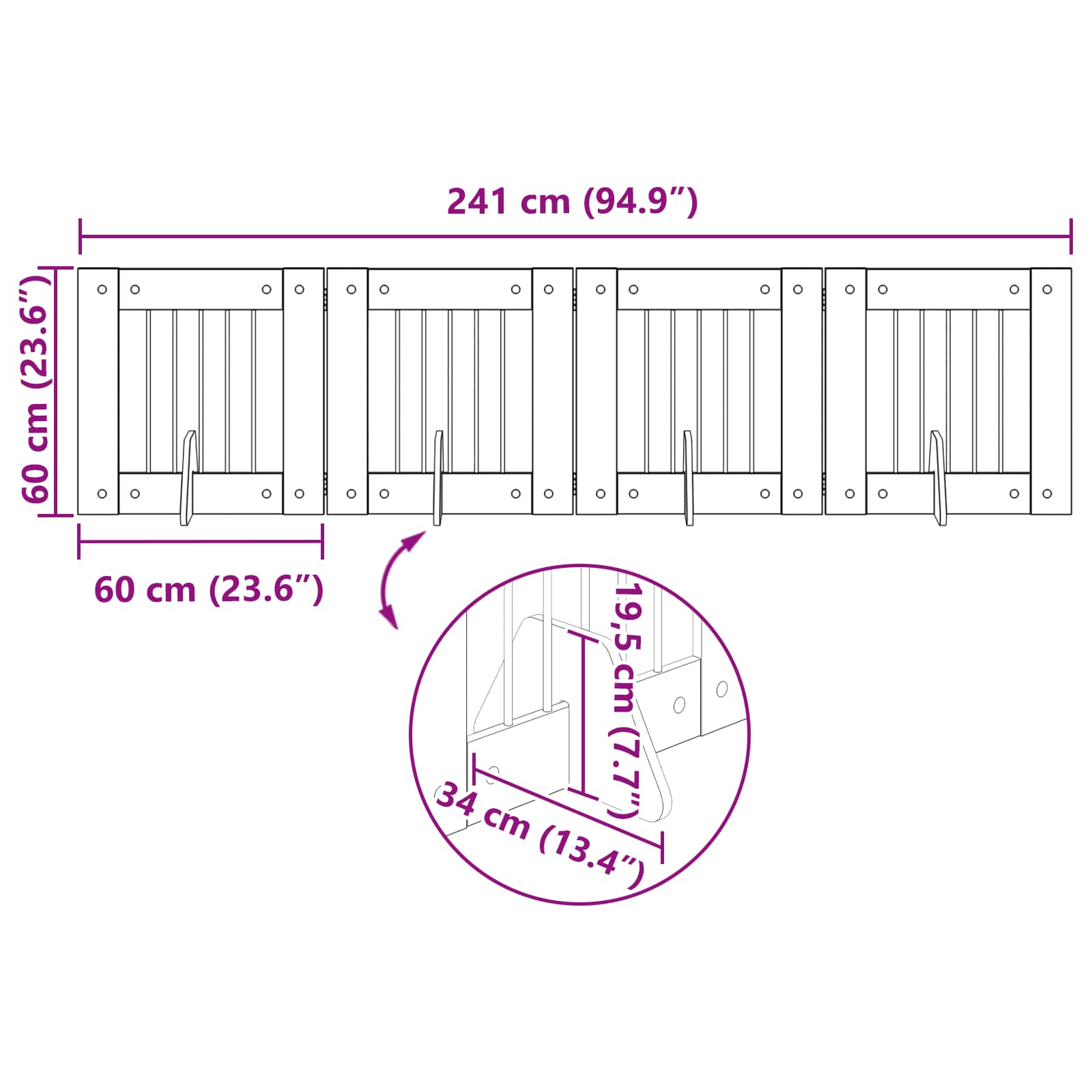 Vrata za pse s postoljem 4 pcs Siva sonoma 60 x 60 cm