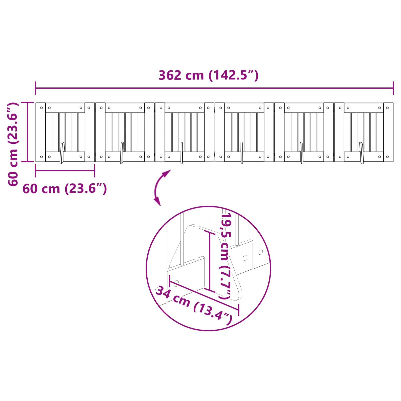 Vrata za pse s postoljem 6 pcs Crni hrast 60 x 60 cm