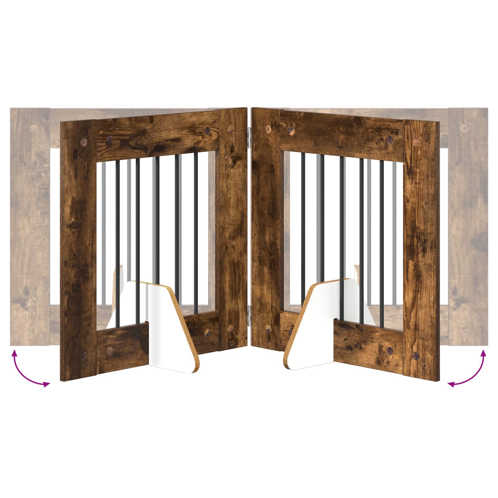 Vrata za pse s postoljem 6 pcs Dimljeni hrast 60 x 60 cm