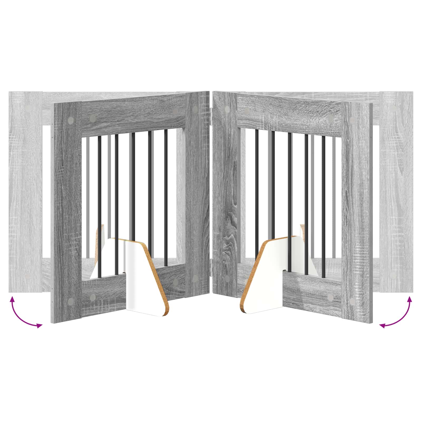 Vrata za pse s postoljem 6 pcs Siva sonoma 60 x 60 cm