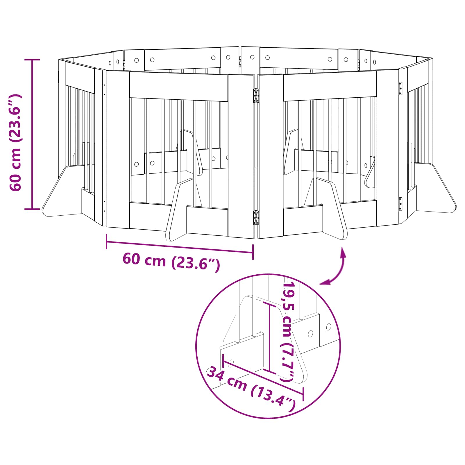 Vrata za pse s postoljem 8 pcs Siva sonoma 60 x 60 cm