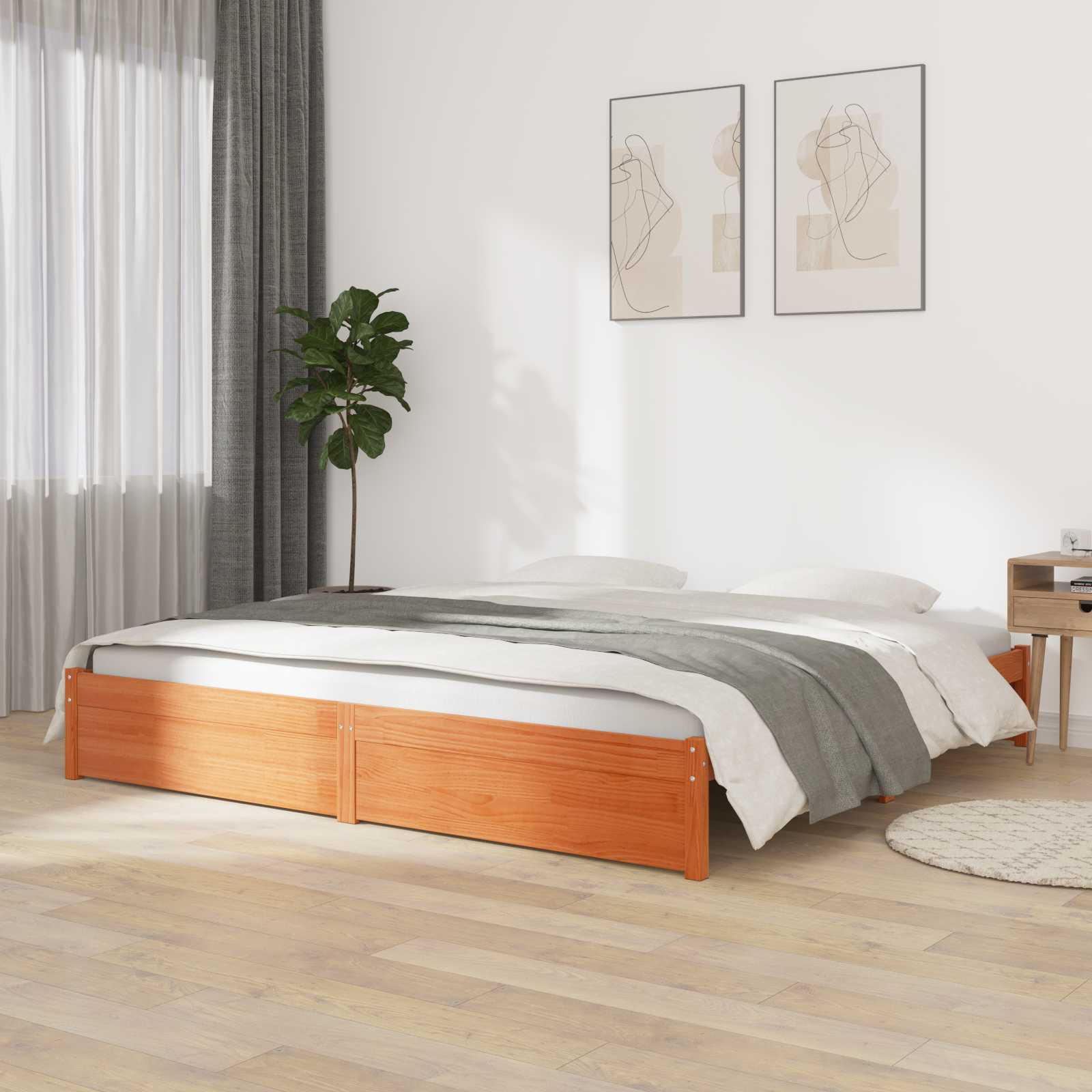 Krevetna konstrukcija Vosak smeđa 200 x 200 cm