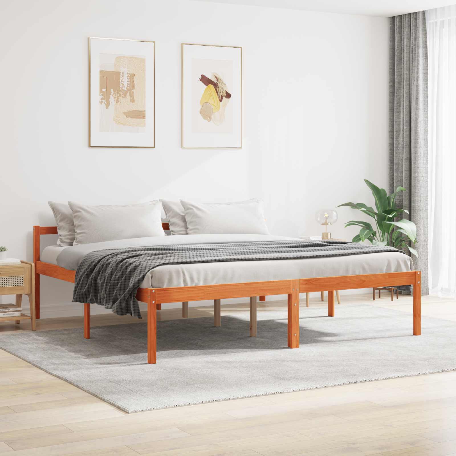 Krevetna konstrukcija s uzglavljem Vosak smeđa 200 x 200 cm