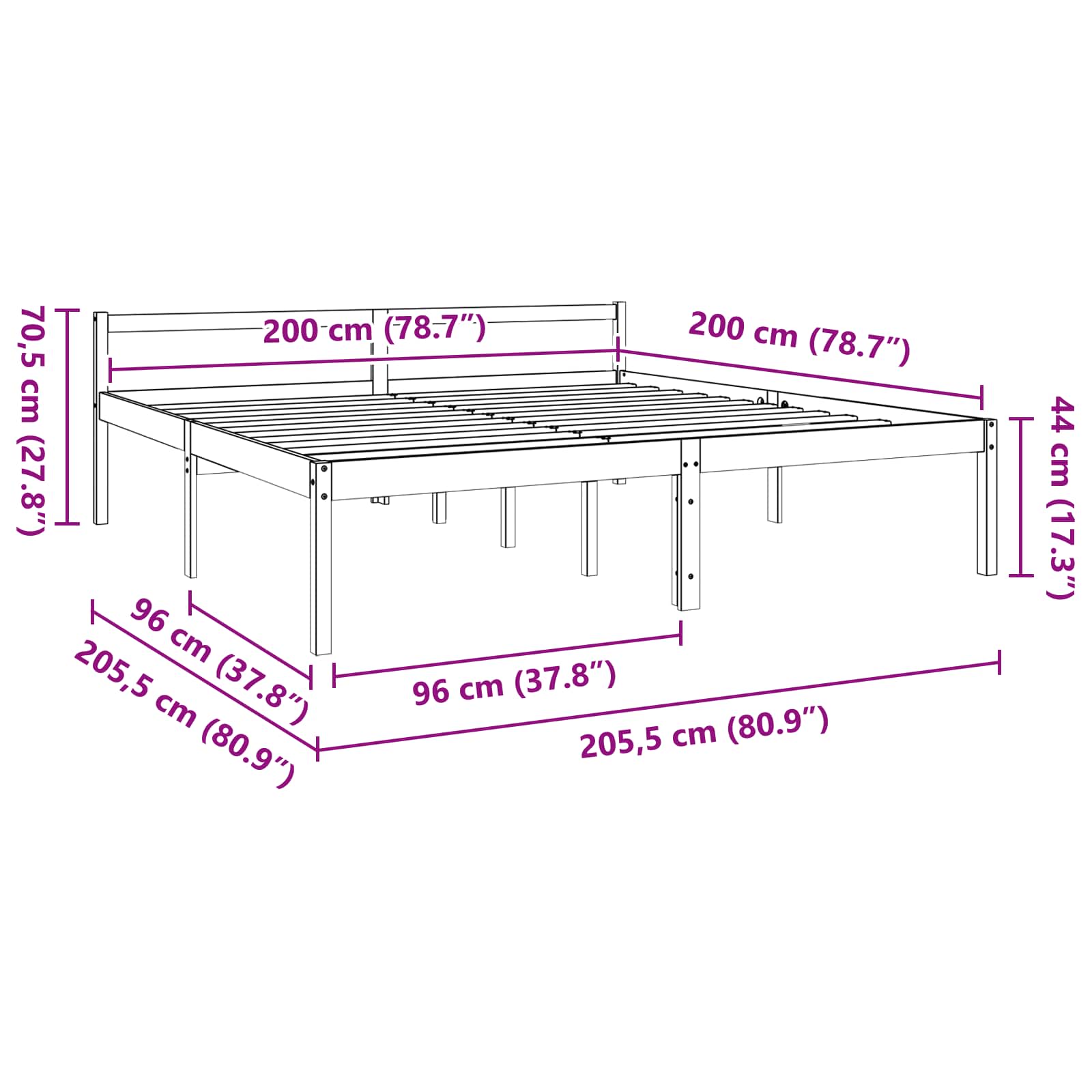 Krevetna konstrukcija s uzglavljem Vosak smeđa 200 x 200 cm