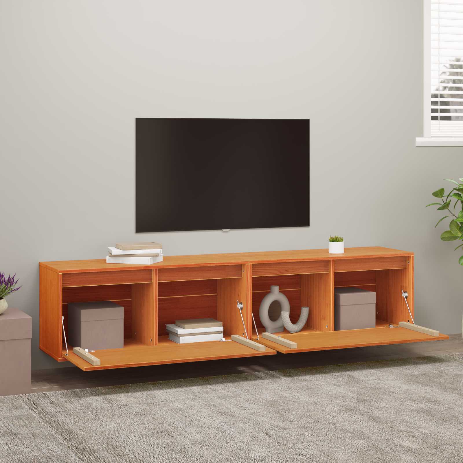 Ormar za Zid s policom Zidne 2 pcs Vosak smeđa 80 x 30 x 35 cm