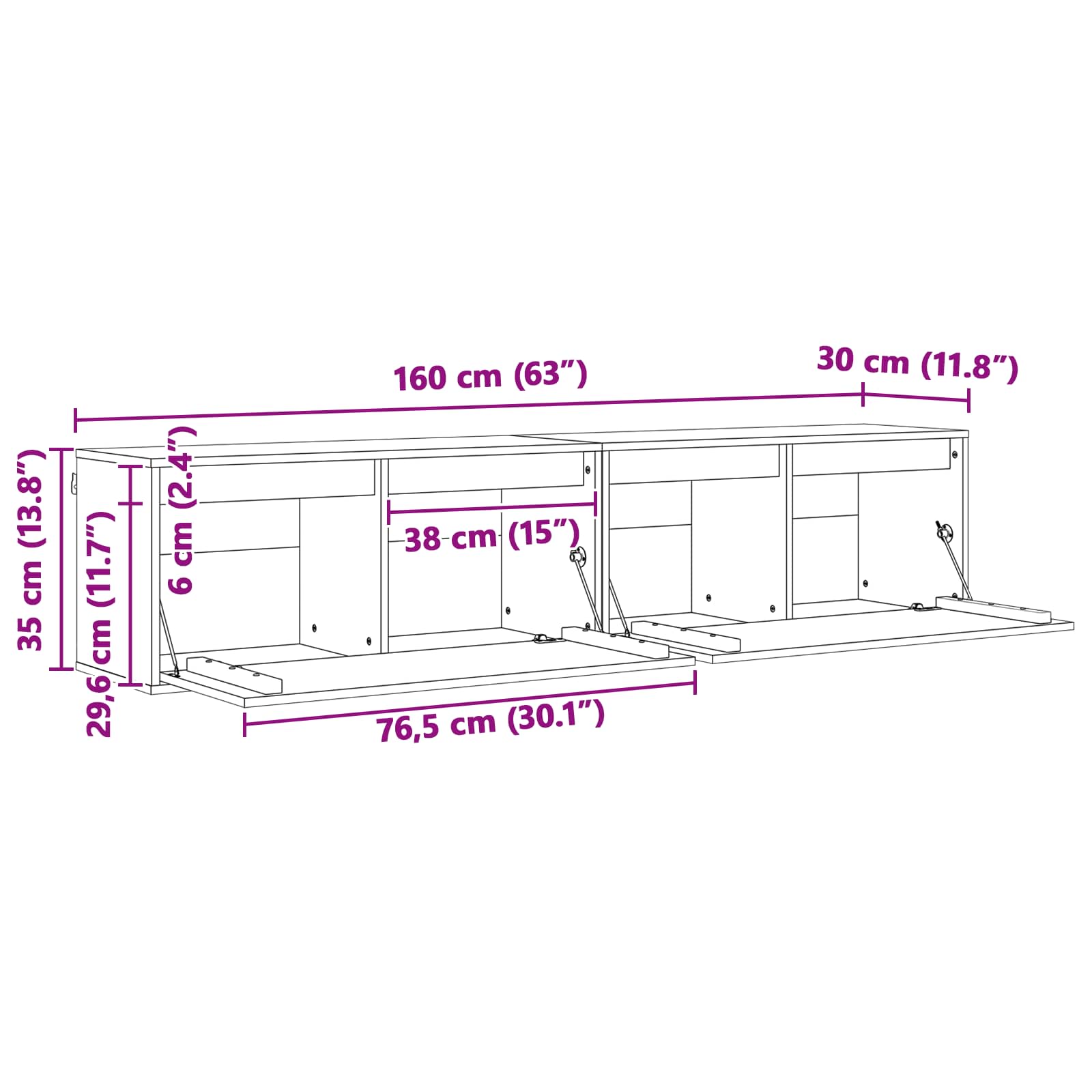 Ormar za Zid s policom Zidne 2 pcs Vosak smeđa 80 x 30 x 35 cm