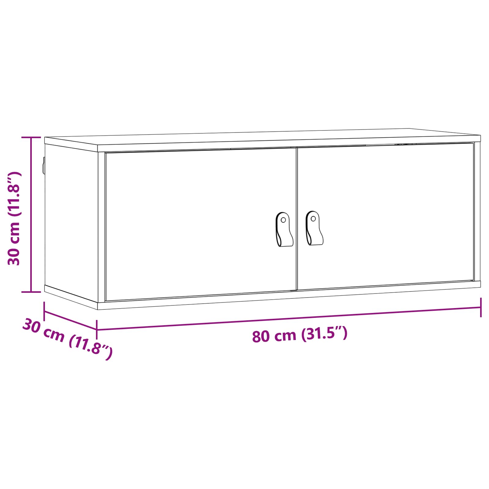 Ormar za Zid s policom Zidne 2 pcs Vosak smeđa 80 x 30 x 30 cm