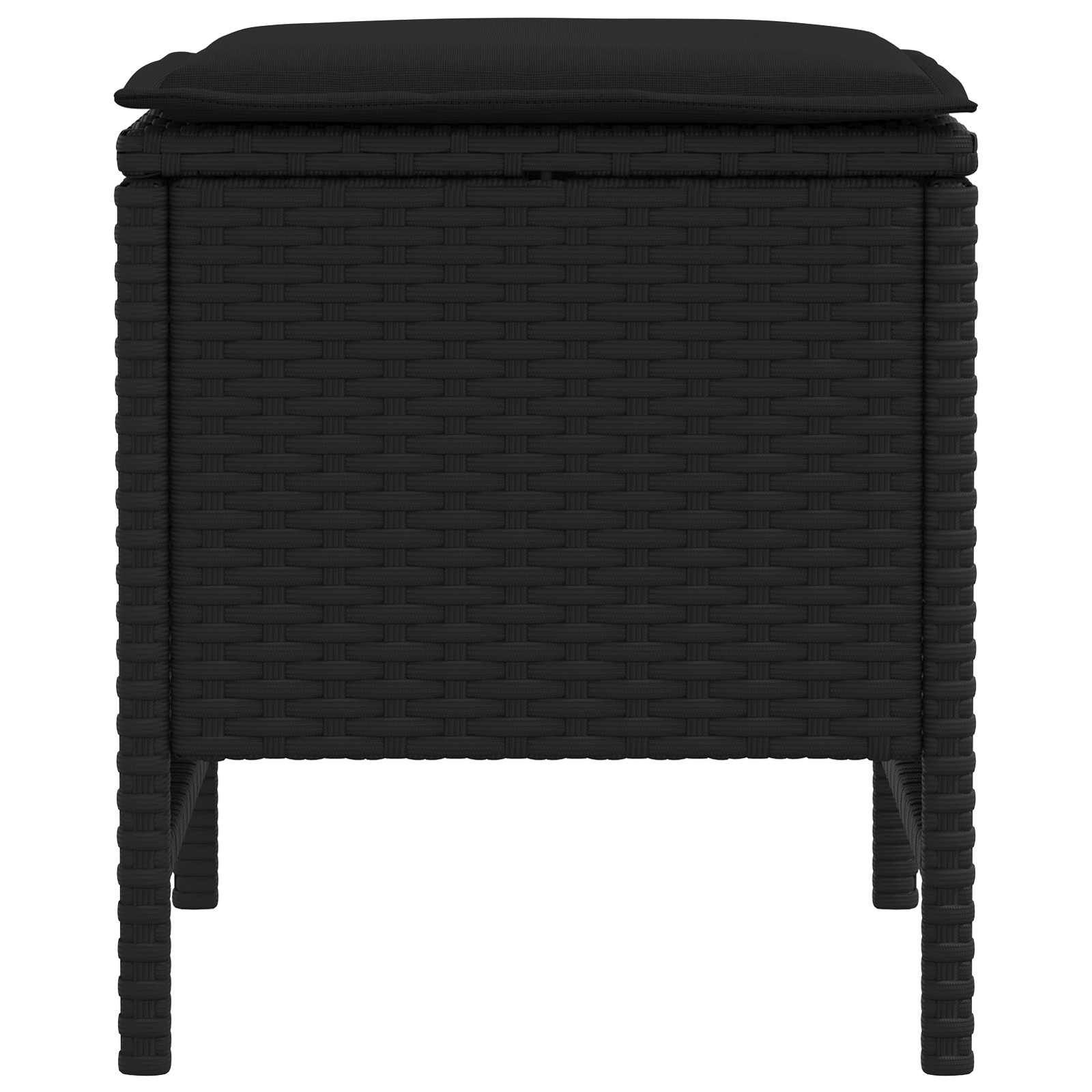 Vrtni otoman s jastukom 2 Komad Crna 38 x 38 x 45 cm PE ratan