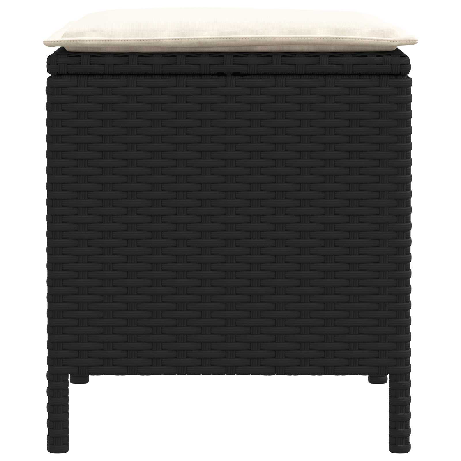 Vrtni otoman 2 Komad Crna i Krema 38 x 38 x 45 cm PE ratan