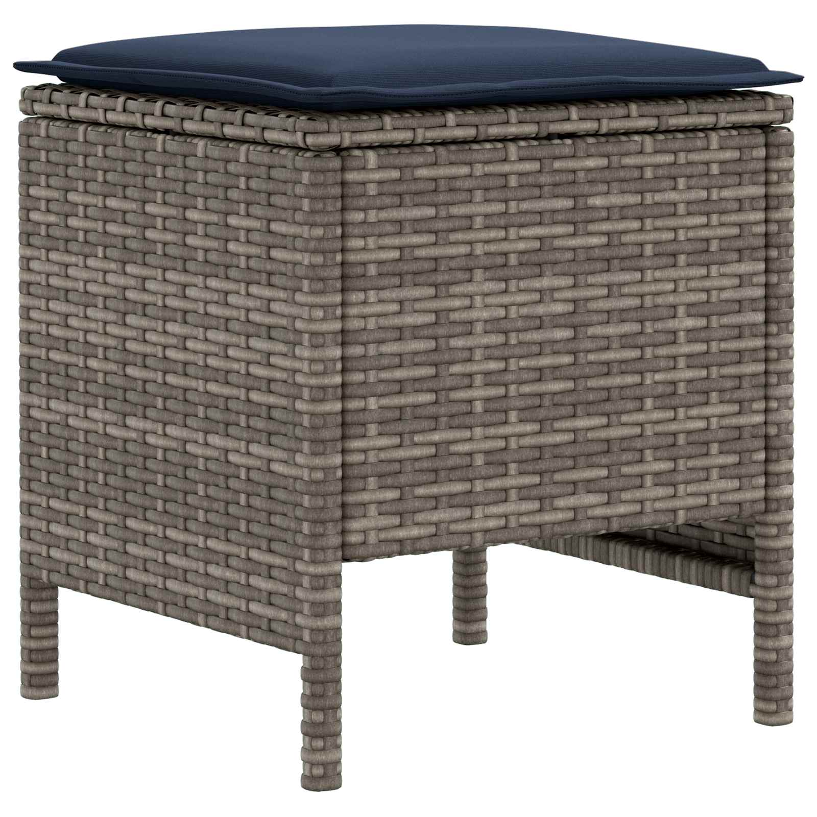 Vrtni otoman 2 Komad Siva i tamnoplava 38 x 38 x 45 cm PE ratan