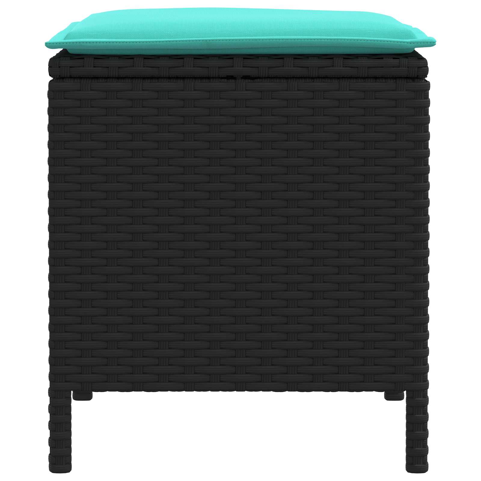 Vrtni otoman 2 Komad Crna i Tirkizna 38 x 38 x 45 cm PE ratan