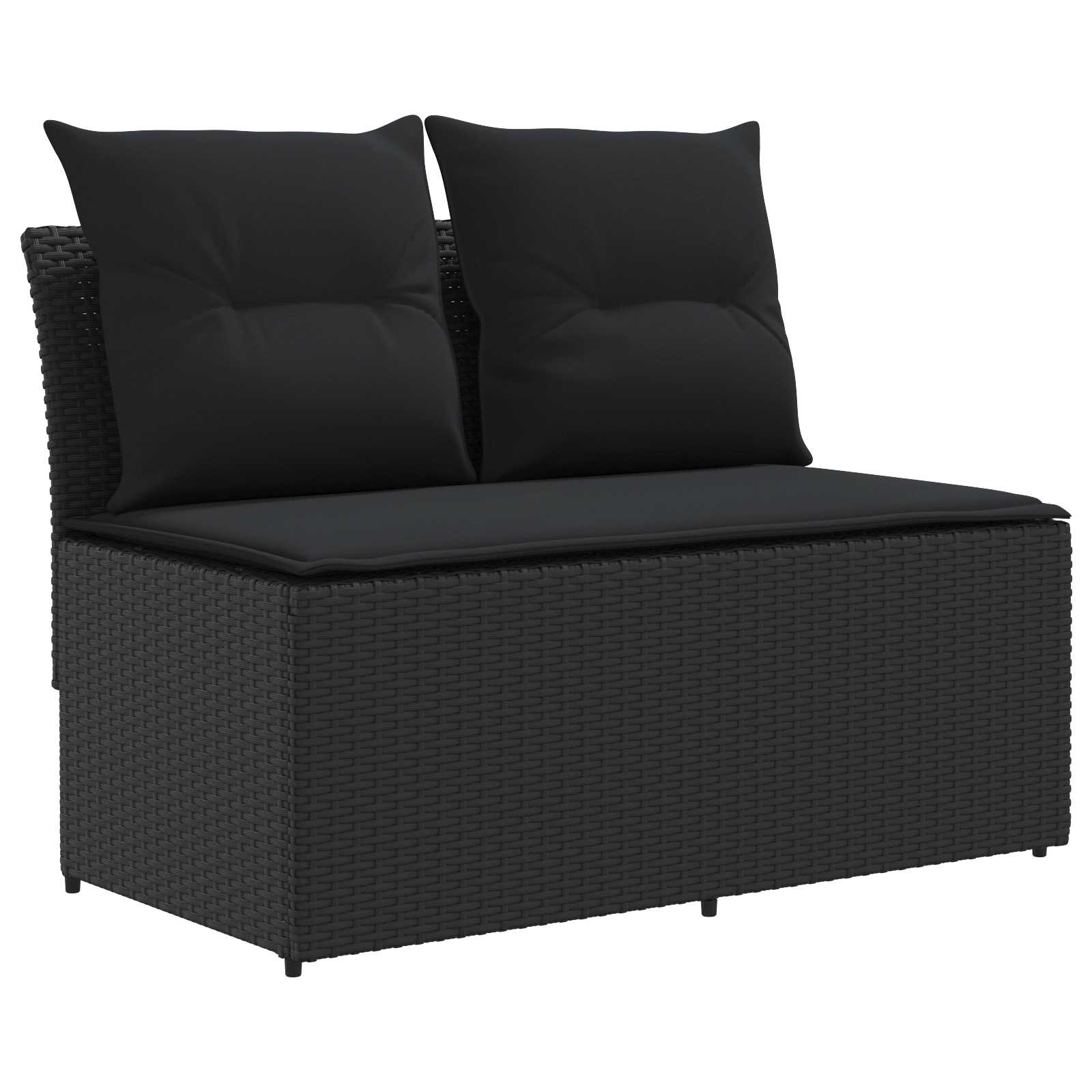 2 Komad Sofa na sredini vrta s podiznim stolom poliratan Crna