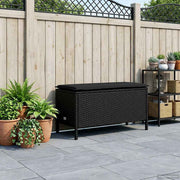 Vrtni otoman s jastukom Crna 80 x 38 x 45 cm PE ratan