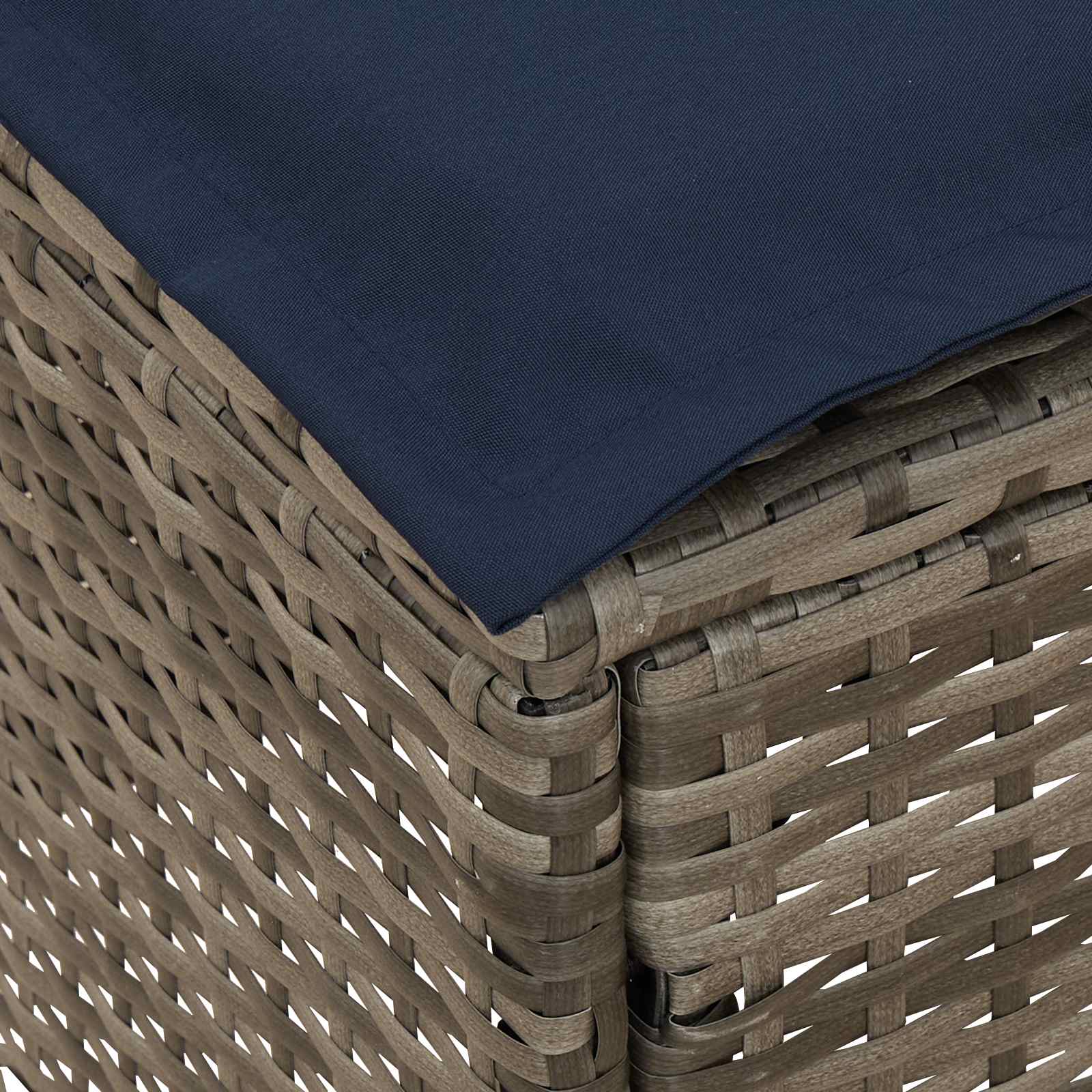Vrtni otoman Siva i tamnoplava 80 x 38 x 42 cm PE ratan