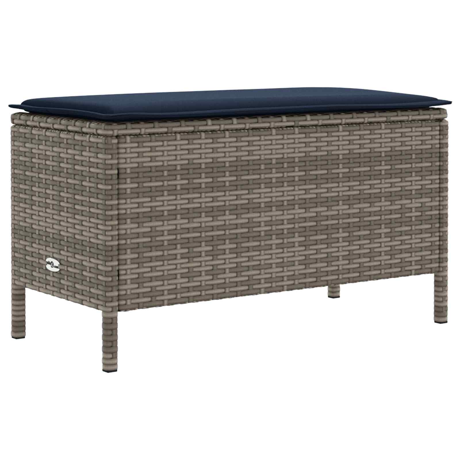 Vrtni otoman Siva i tamnoplava 80 x 38 x 42 cm PE ratan