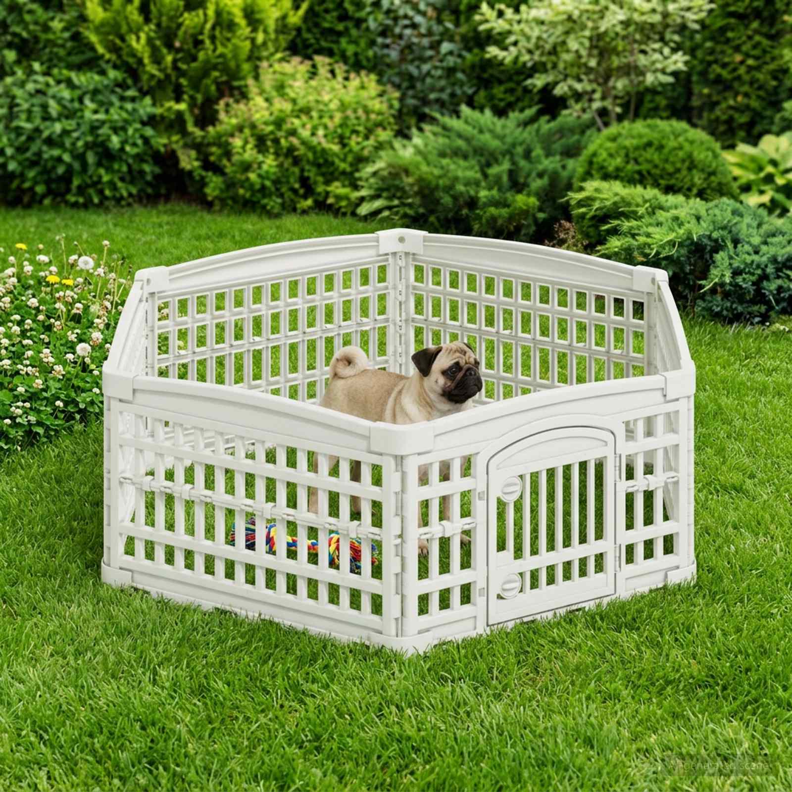 Ograda za Pse s 6 Panoa Bijela 122 x 106 x 40 cm Plastika