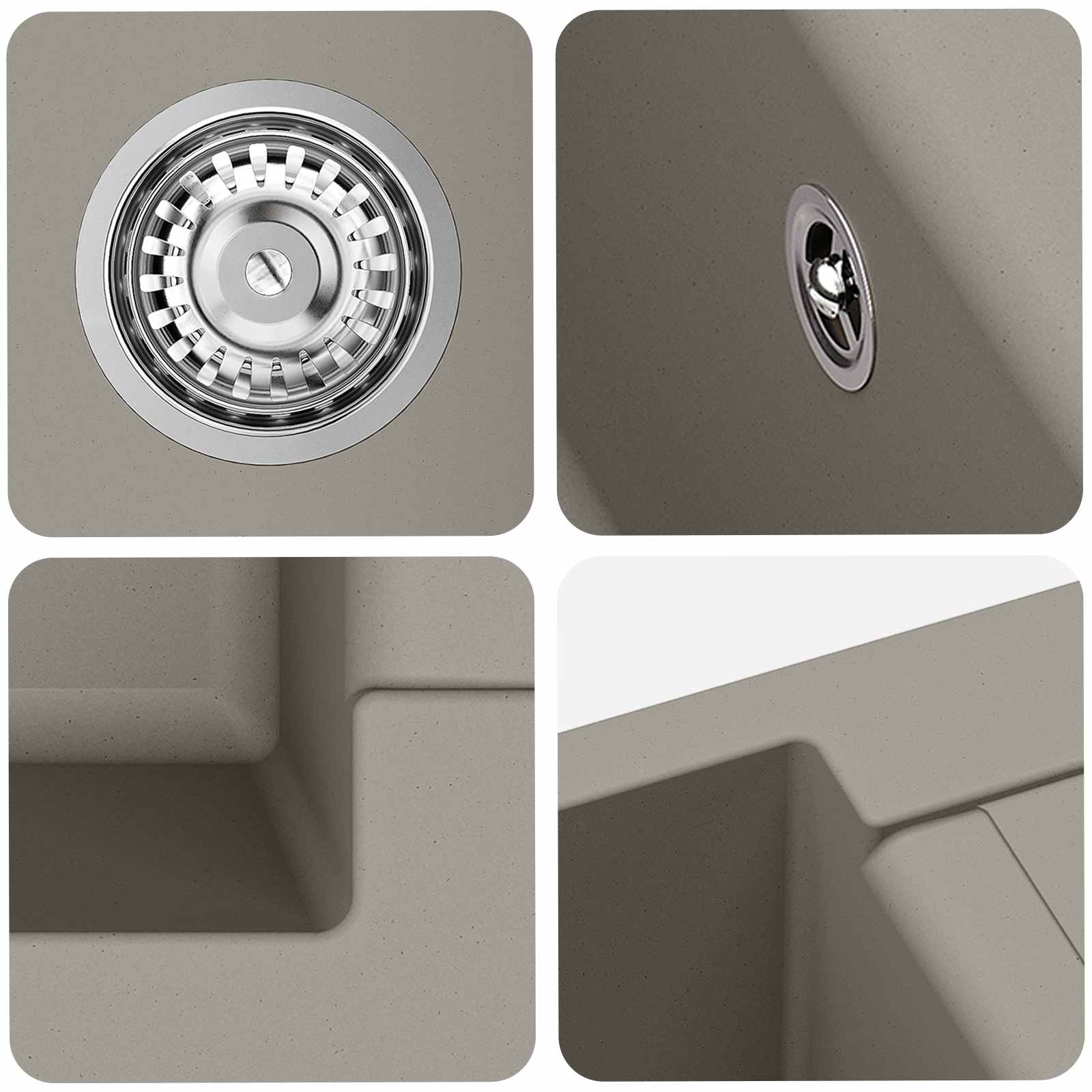 Umivaonik Siva 620 x 500 mm 80% kvarc i 20% smola