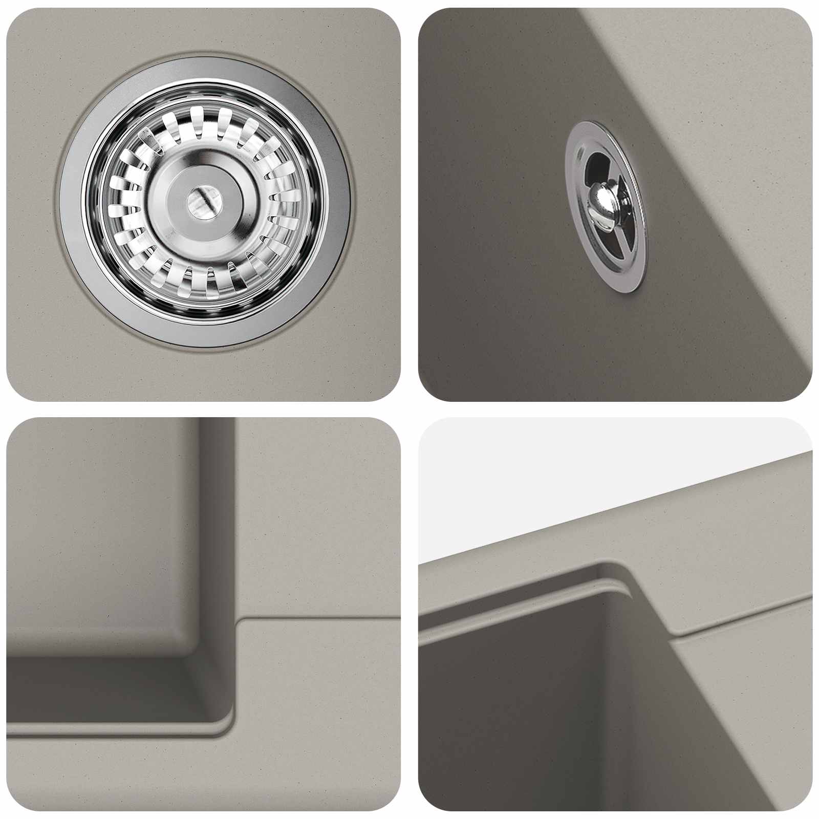 Umivaonik Siva 670 x 460 mm 80% kvarc i 20% smola