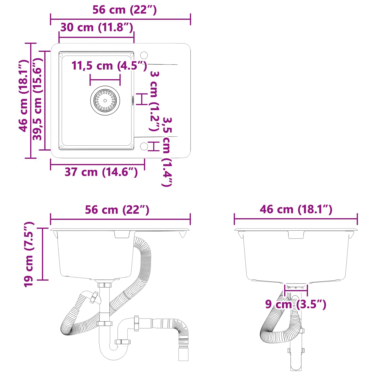 Umivaonik Bež 560 x 460 mm 80% kvarc i 20% smola