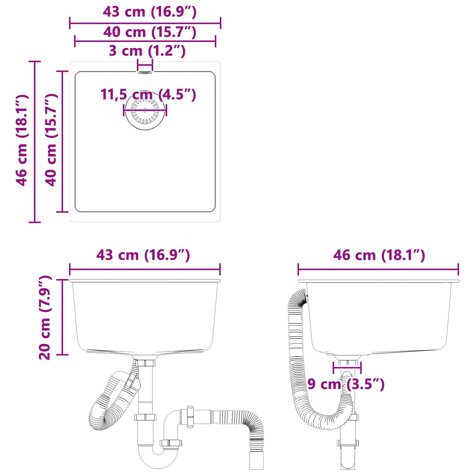 Umivaonik Bež 430 x 460 mm 80% kvarc i 20% smola