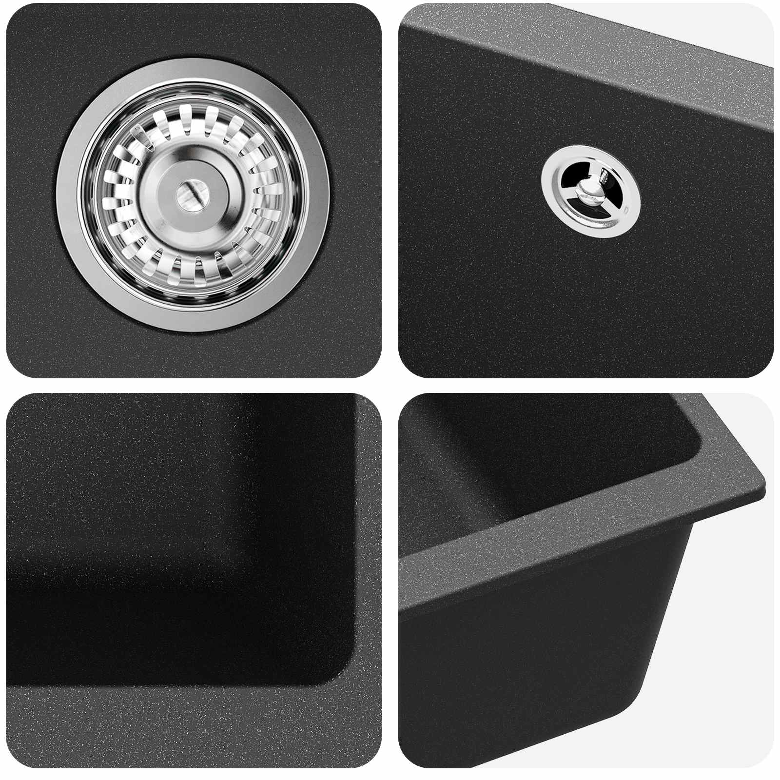 Umivaonik Crna 530 x 460 mm 80% kvarc i 20% smola