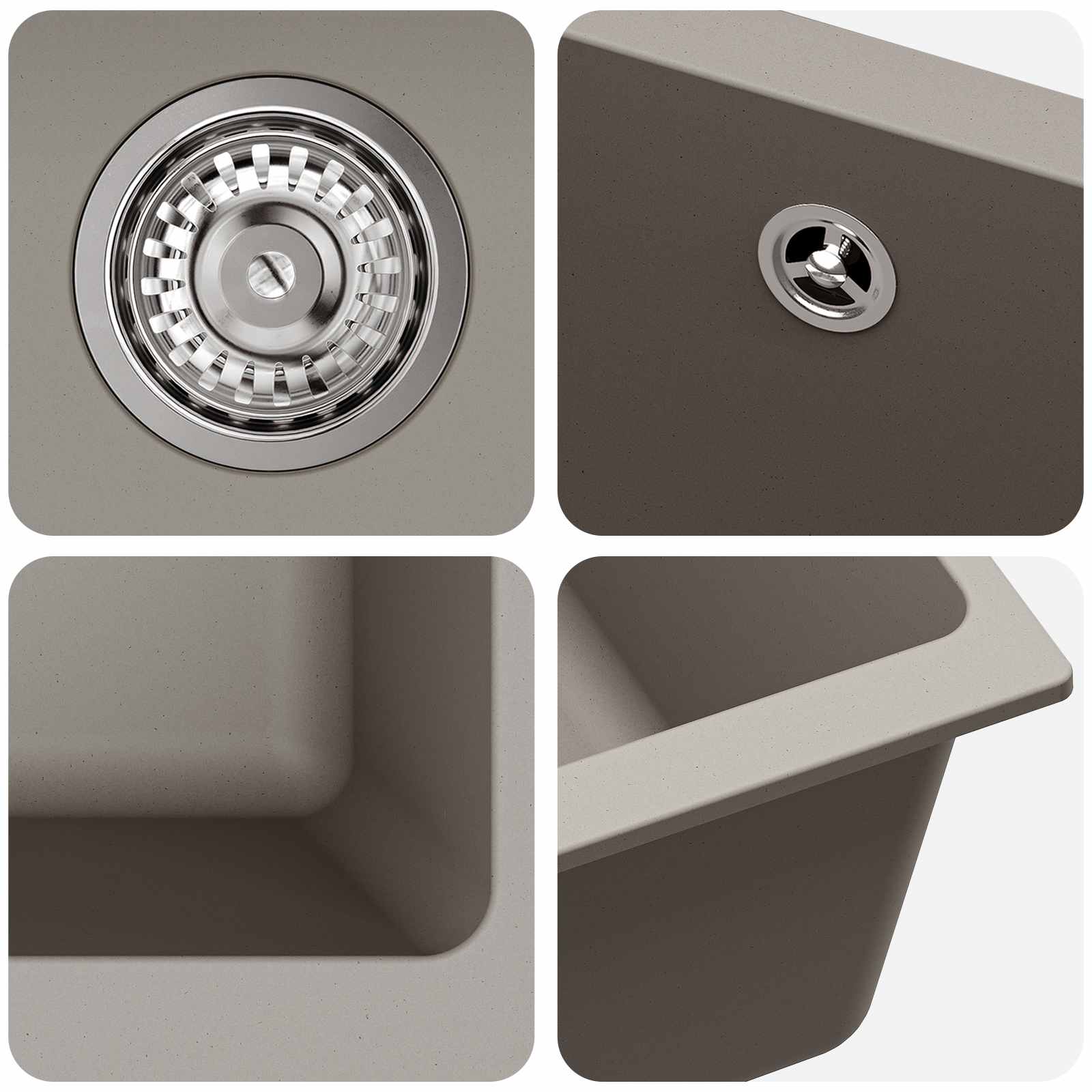 Umivaonik Siva 530 x 460 mm 80% kvarc i 20% smola