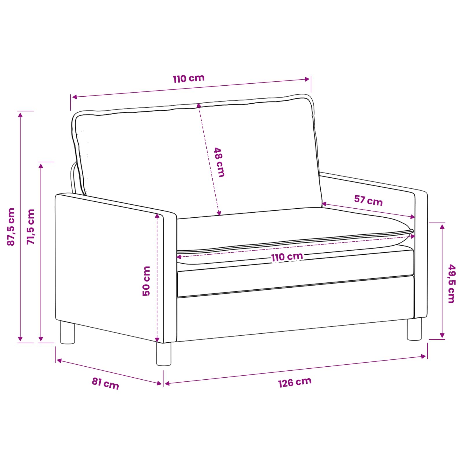 Set sofe 2 pcs Tamnosiva Poliester