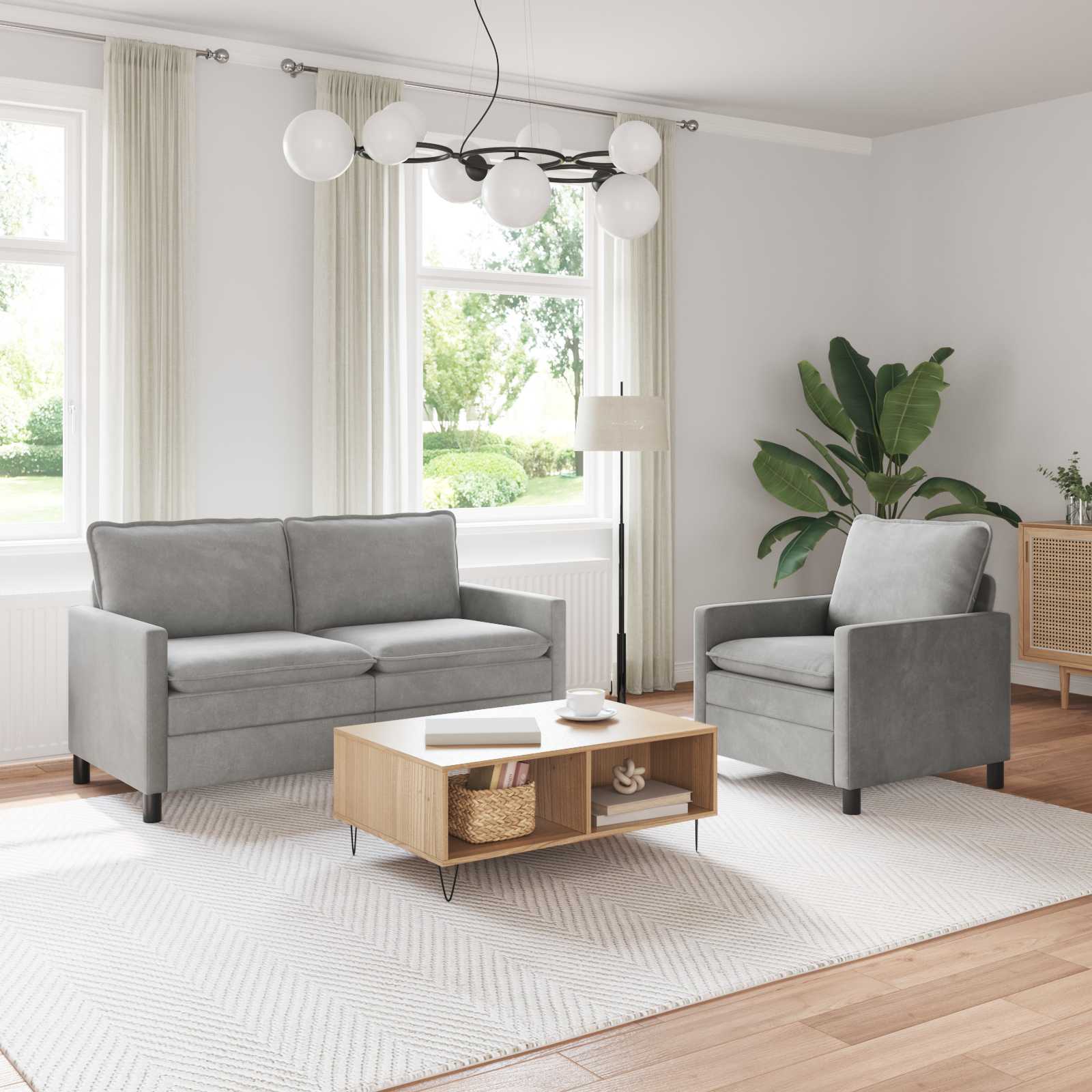 Set sofe 2 pcs Svjetlosiva Baršun