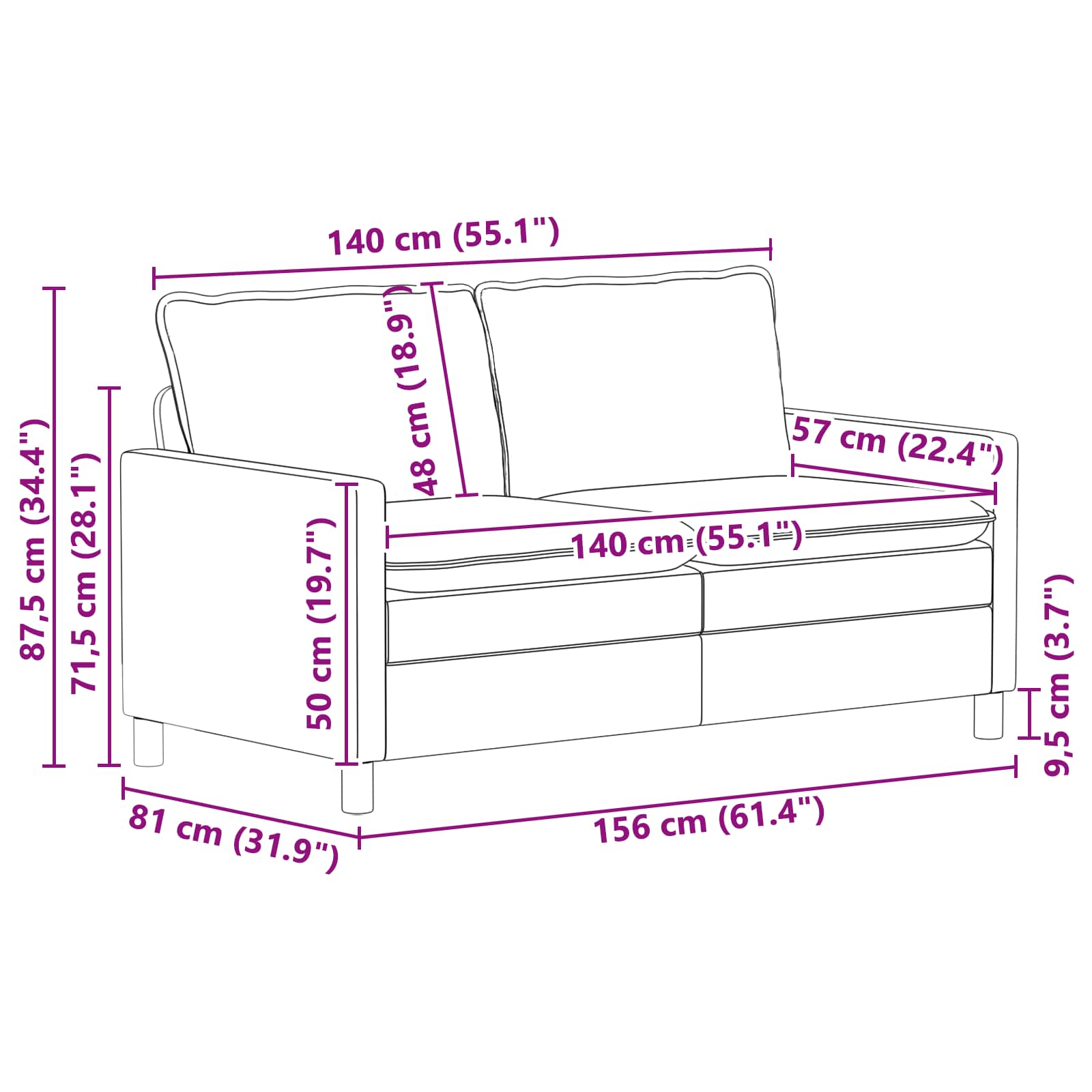 Set sofe 2 pcs Tamnosiva Baršun