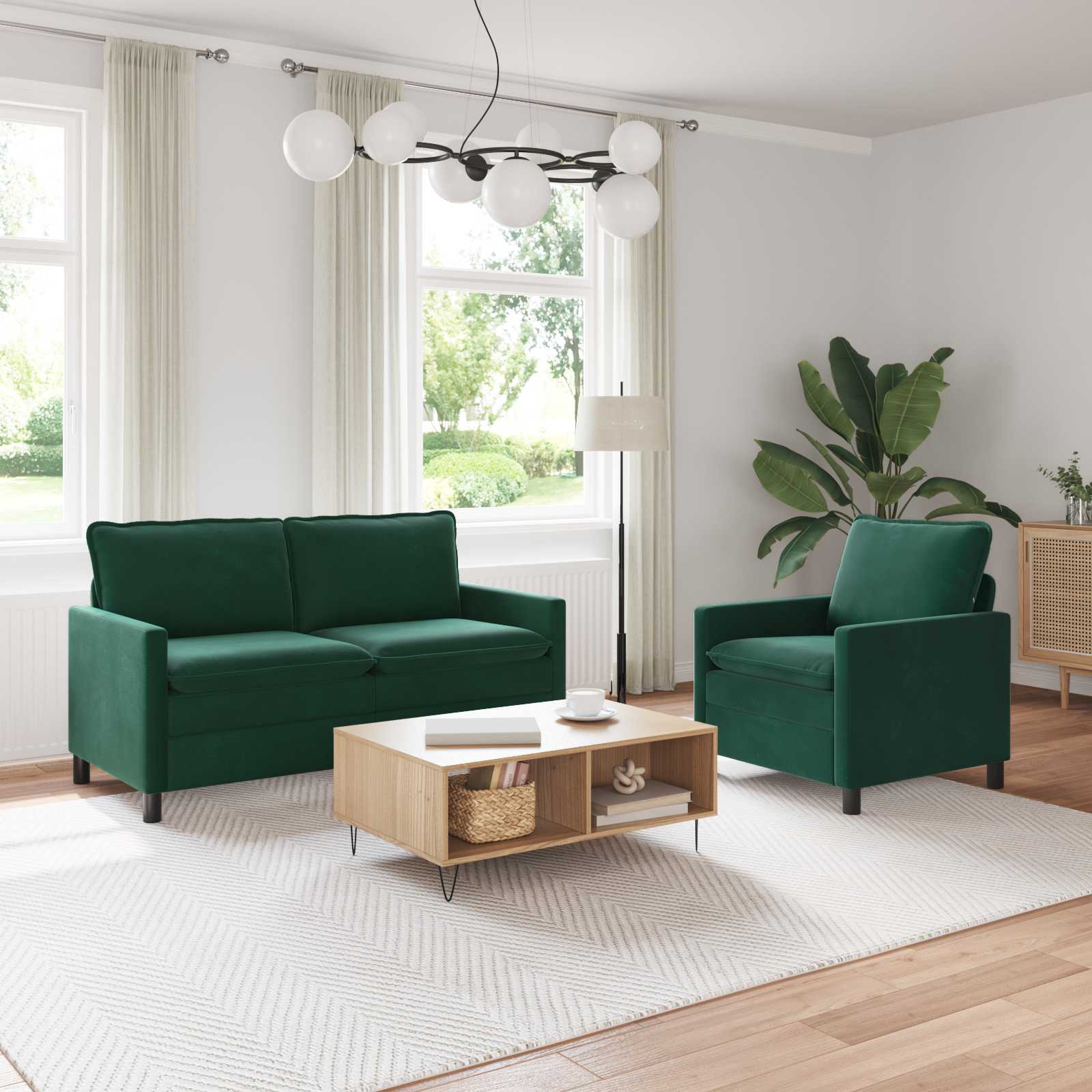 Set sofe 2 pcs Tamnozelena Baršun