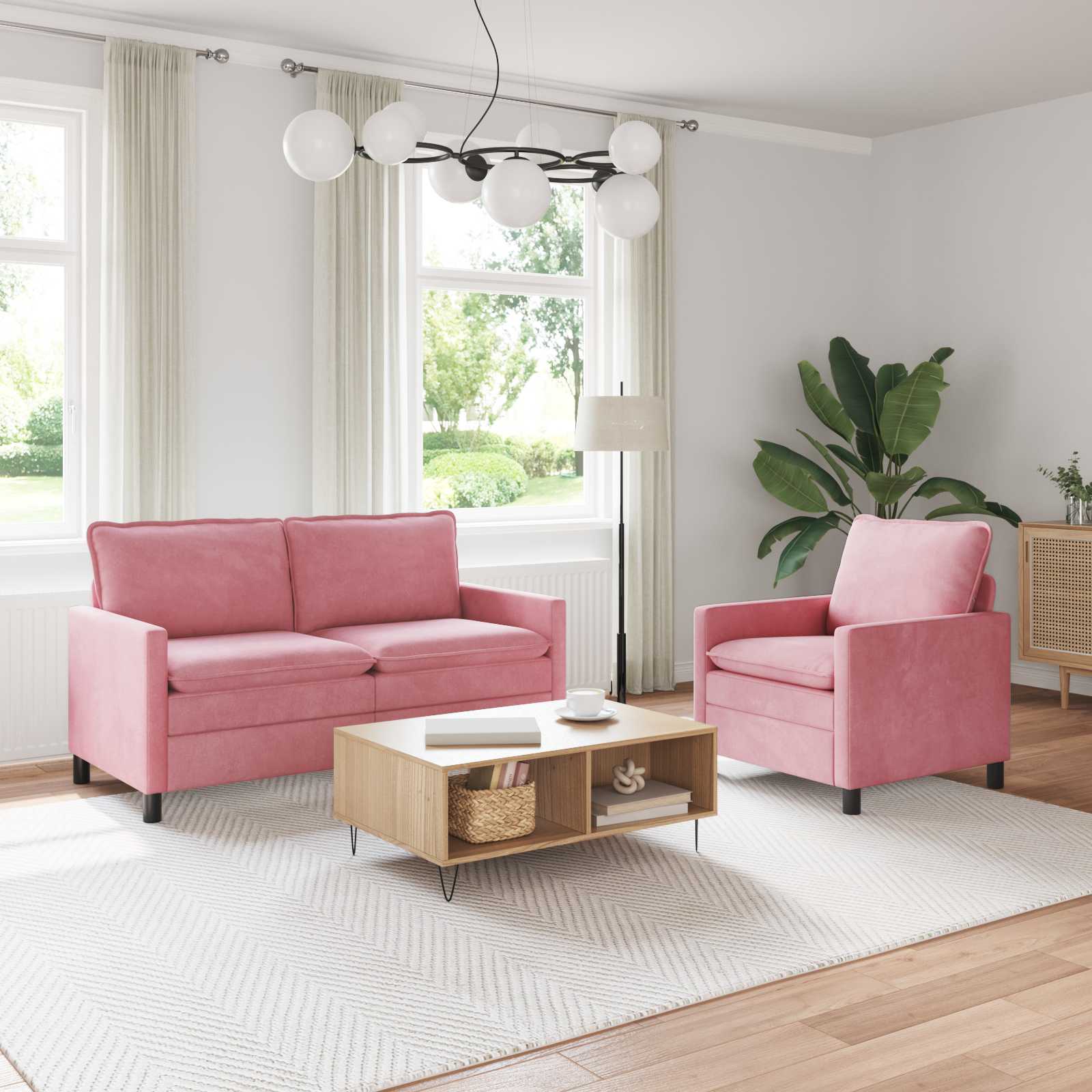 Set sofe 2 pcs Ružičasta Baršun
