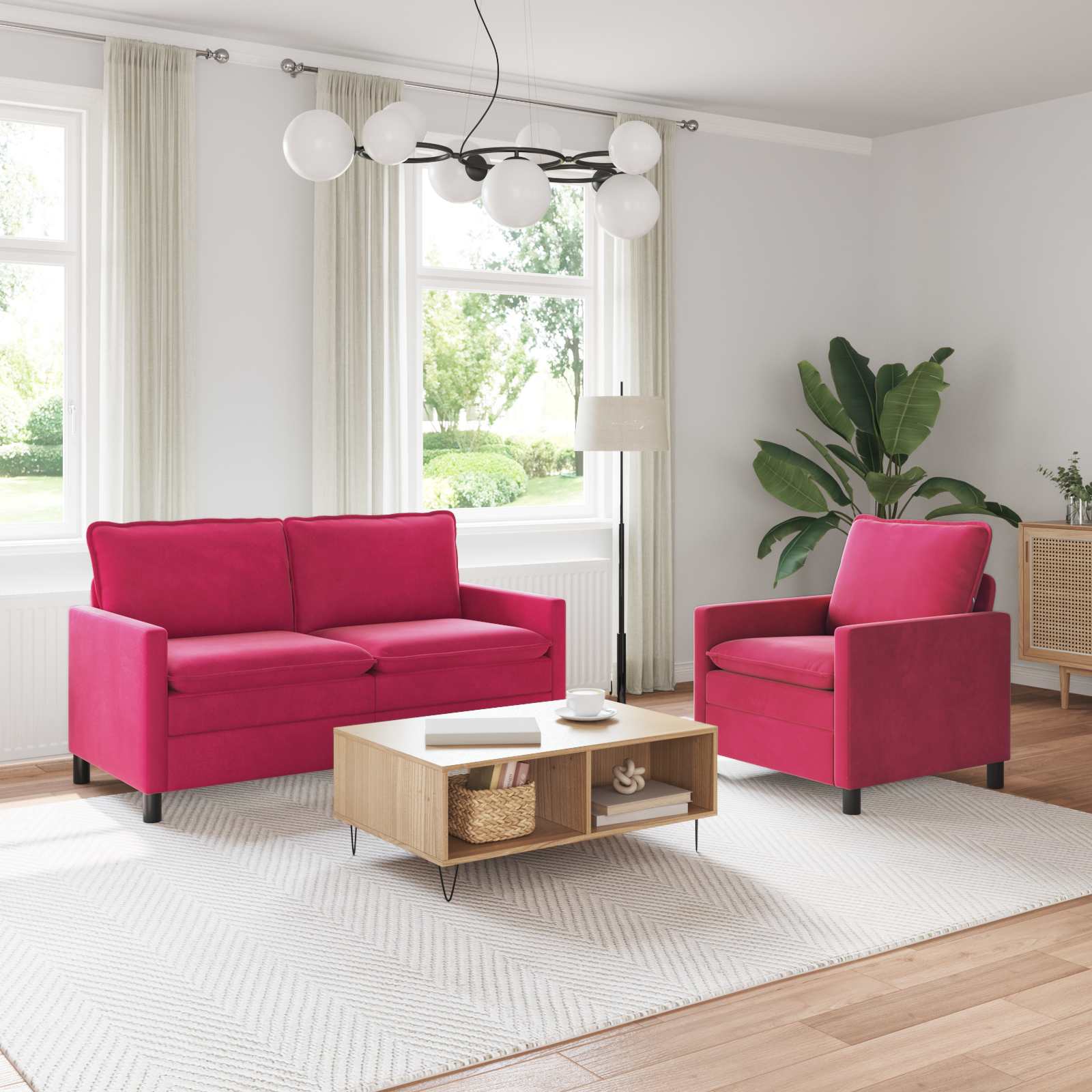 Set sofe 2 pcs Vinska crvena Baršun