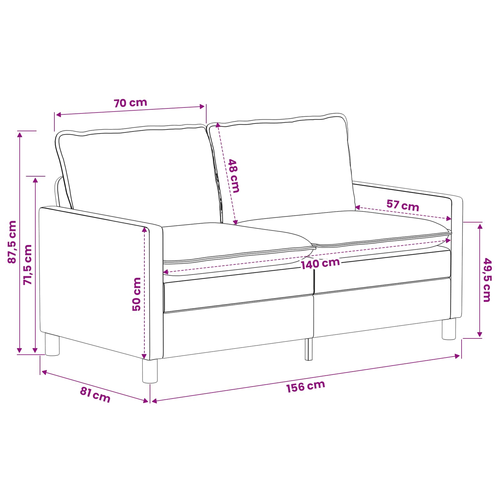 Set sofe 2 pcs Plava Poliester